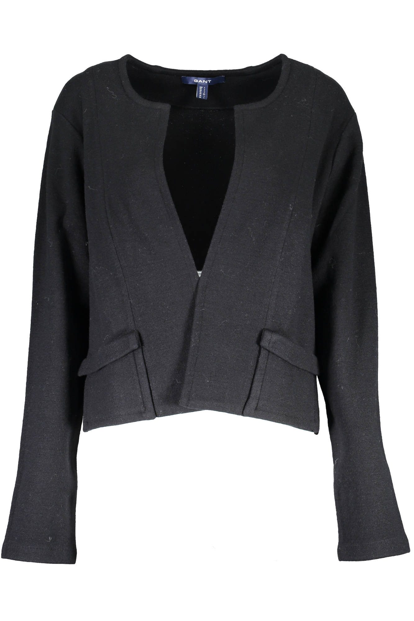Gant Strickpullover Eleganter Damen-Cardigan in Schwarz mit Taschen und dezentem Logo