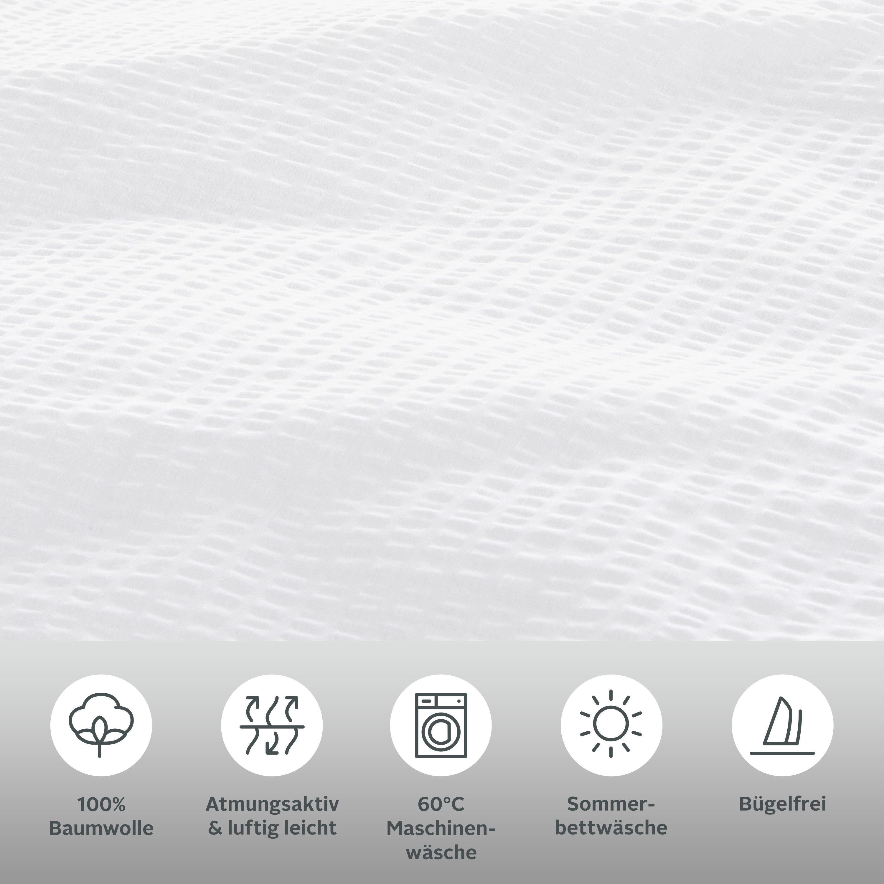 OTTO home Bettwäsche Sari2 in Gr. 135x200 oder 155x220 cm, Seersucker, 2 teilig, aus Baumwolle, uni Bettwäsche in Seersucker Qualität ideal für Sommer