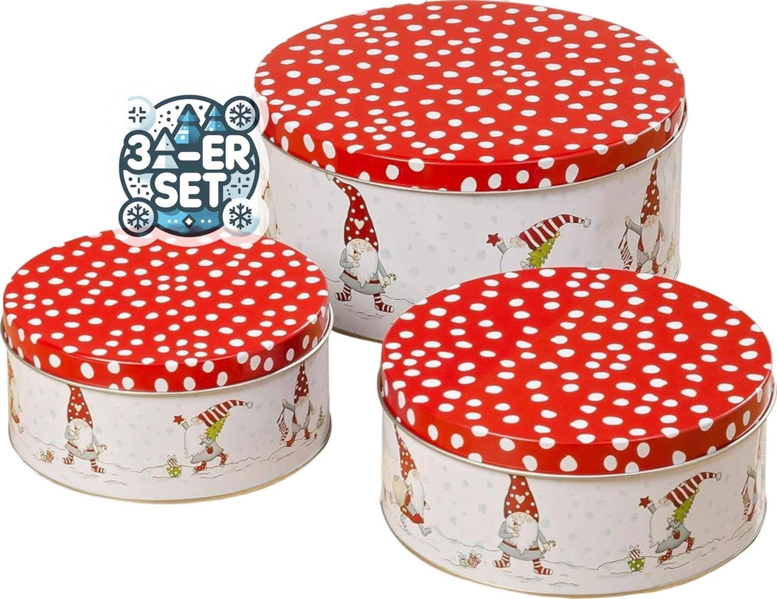 BOLTZE GRUPPE Keksdose CasaJame 3er Set Keksdose Plätzchendose Weihnachten Wichtel rot V14