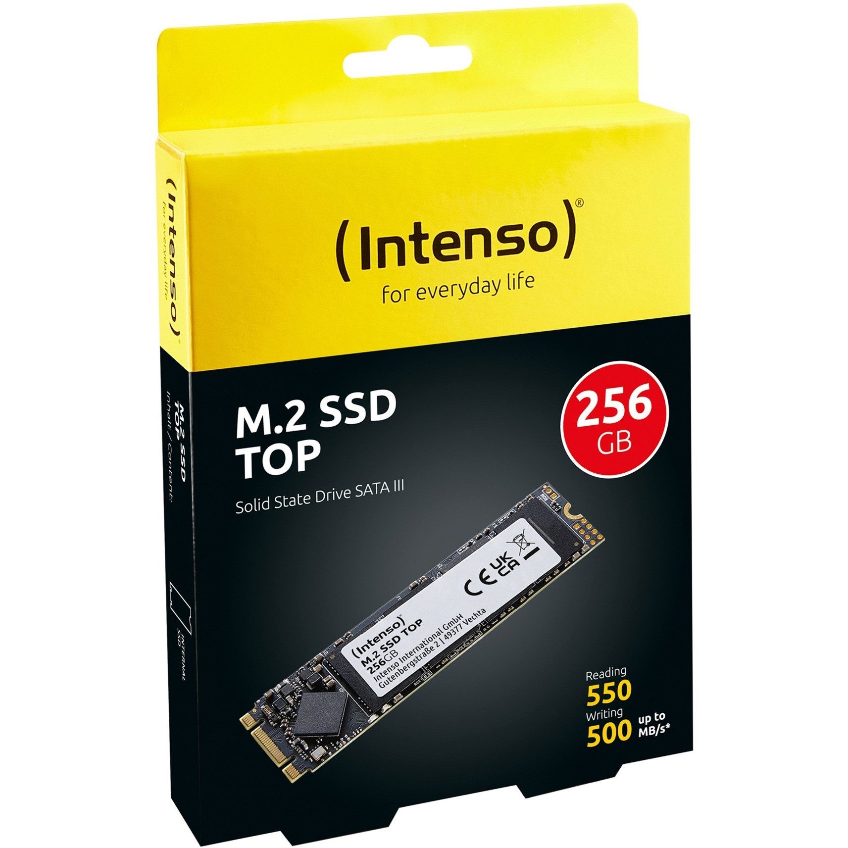 Intenso Top Performance 256GB SSD M.2 2280 interne SSD (256 GB) M.2" 520 MB/S Lesegeschwindigkeit, 500 MB/S Schreibgeschwindigkeit, 3D-NAND, SLC Cache, SMART Support, TRIM Technologie