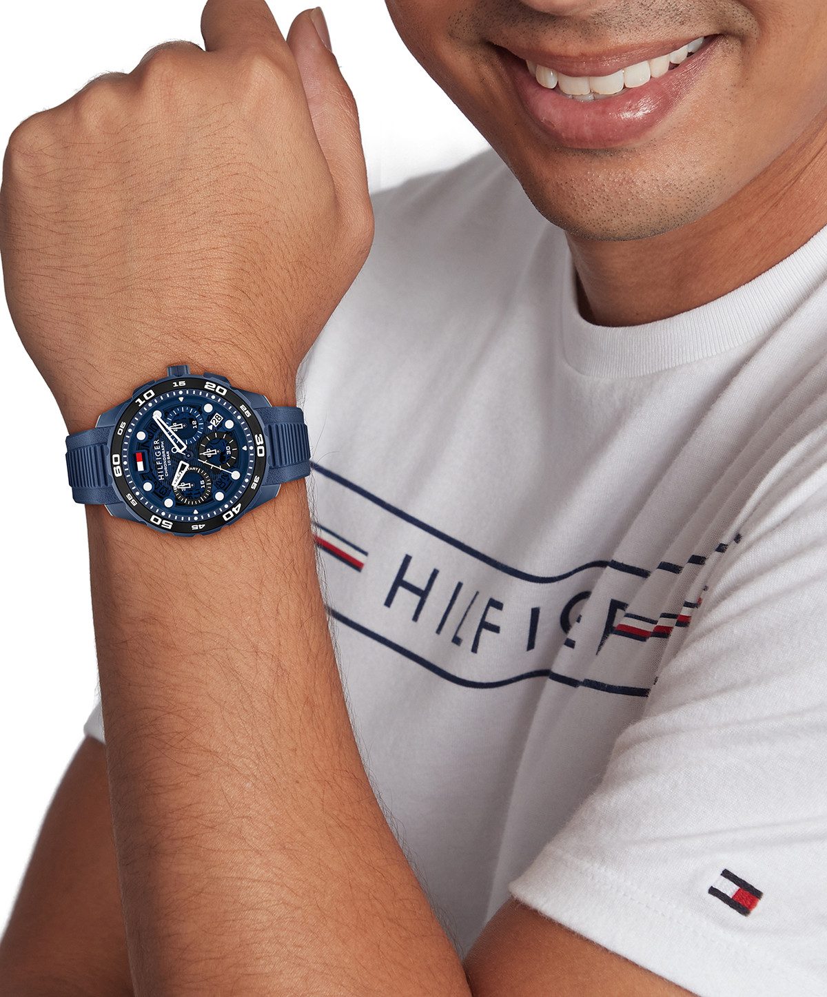 Tommy Hilfiger Chronograph TH-REGATTA 1792232, Quarzuhr, Armbanduhr, Herrenuhr, Silikonarmband, analog, Tag