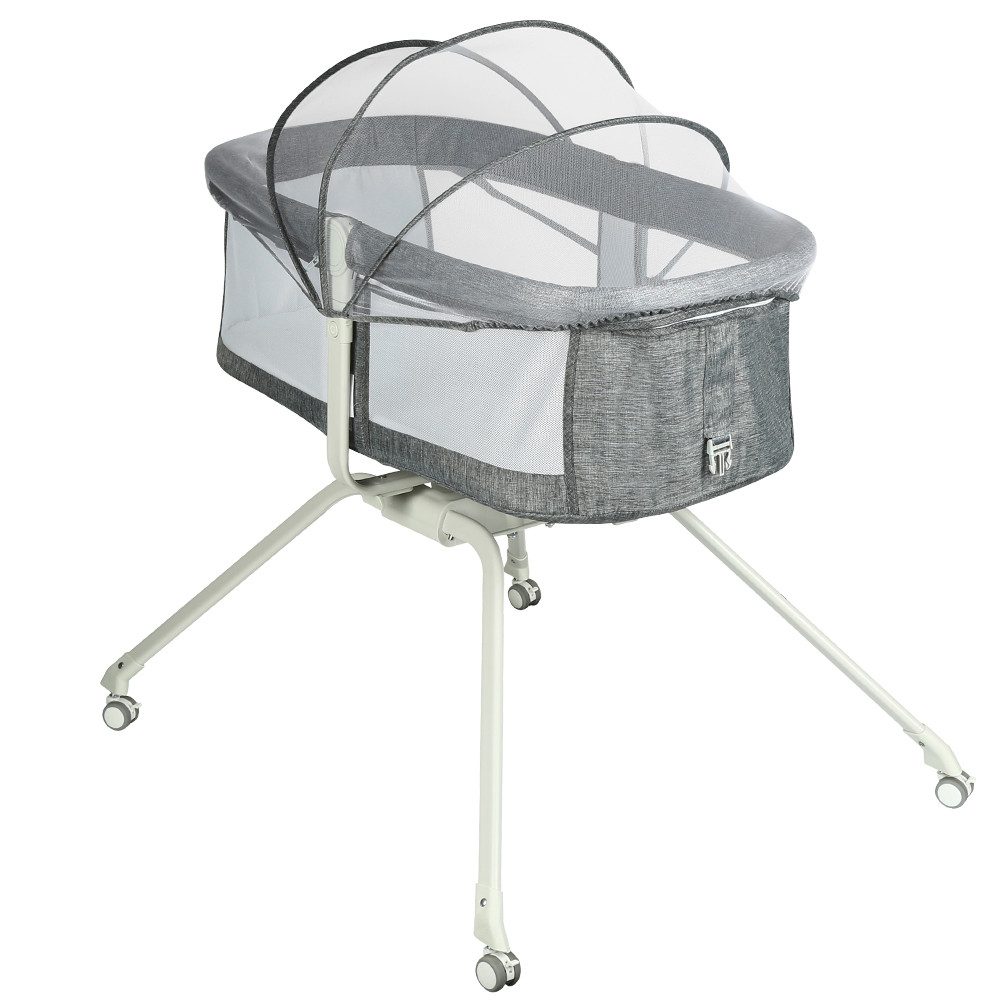 JEOBEST Beistellbett Babywiege, Beistellbett Baby, Baby Bett mit Rollen, Einfach Transport, mit Moskitonetz, Atmungsaktives Maschen-Design