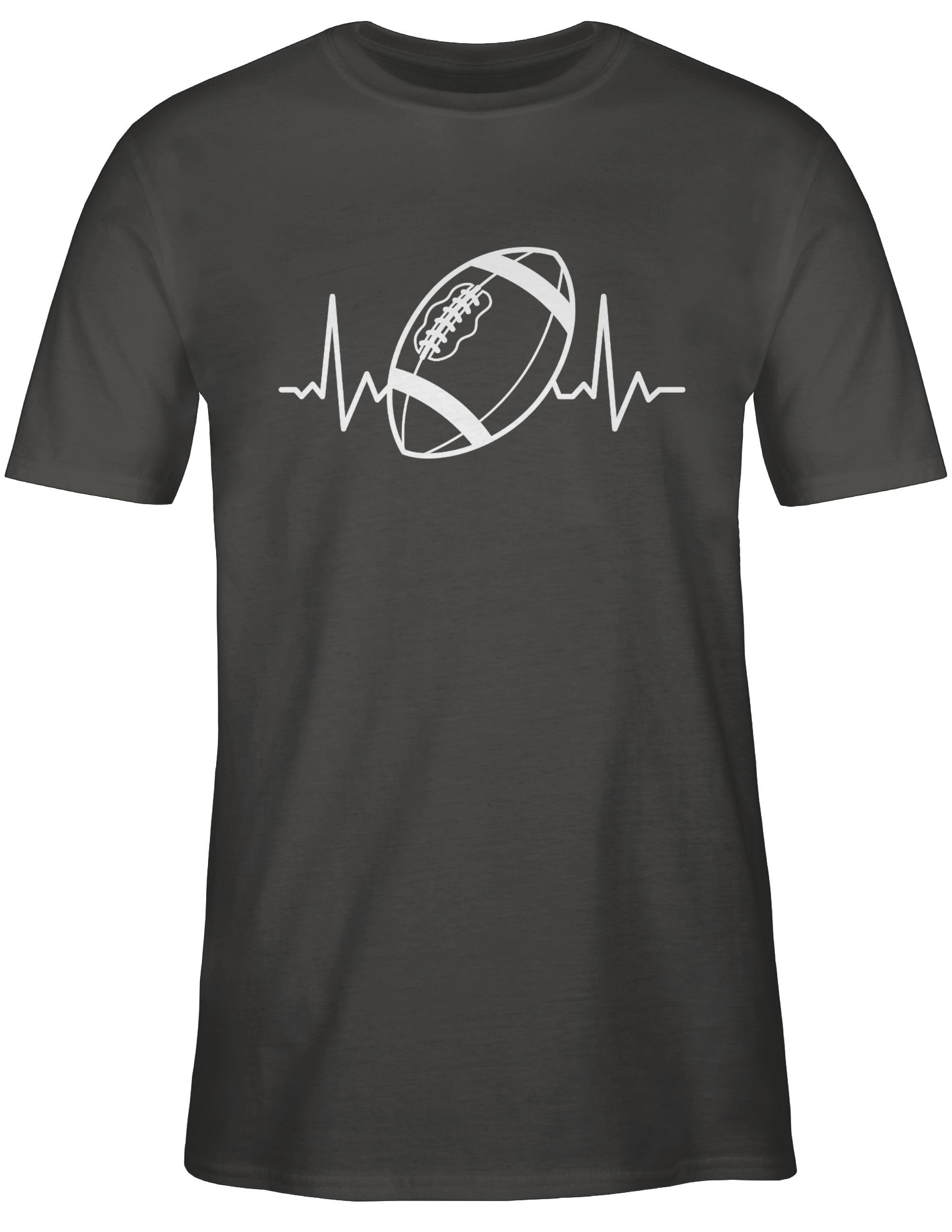 Herzschlag NFL Football Shirtracer 03 American Dunkelgrau Football - weiß T-Shirt