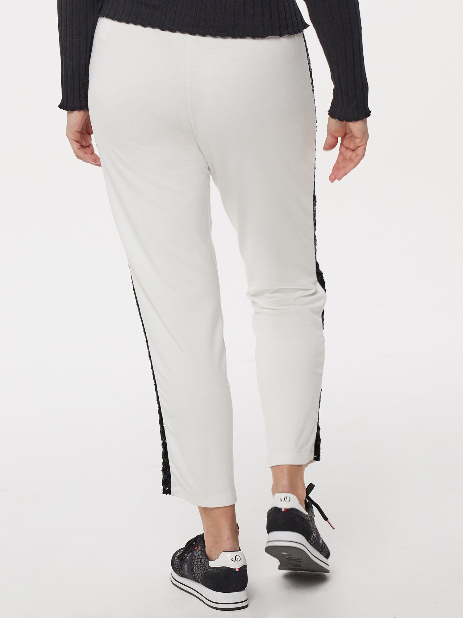 Jogger blue paillettenverzierten Pants Galonstreifen Sweathose MONACO mit elastisch