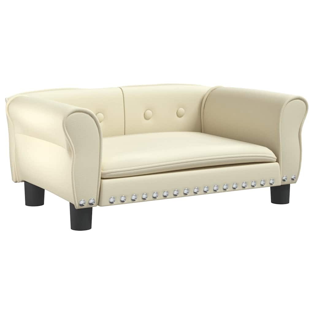 vidaXL Tierbett, Hundebett Creme 70x45x30 cm Kunstleder