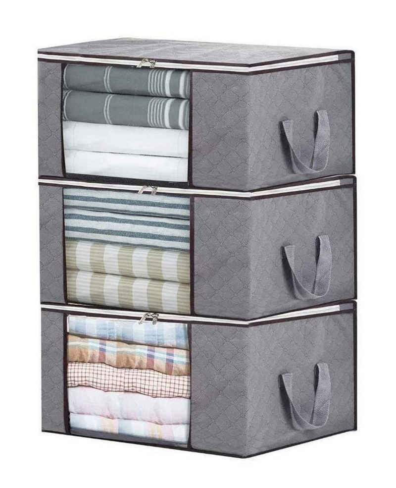 HYTIREBY Aufbewahrungsbox 3 Stück Aufbewahrungstasche Faltbare Aufbewahrungsboxen, für Bettwäsche, Kleidung, Decken Saison Artikel Aufbewahrungsbox