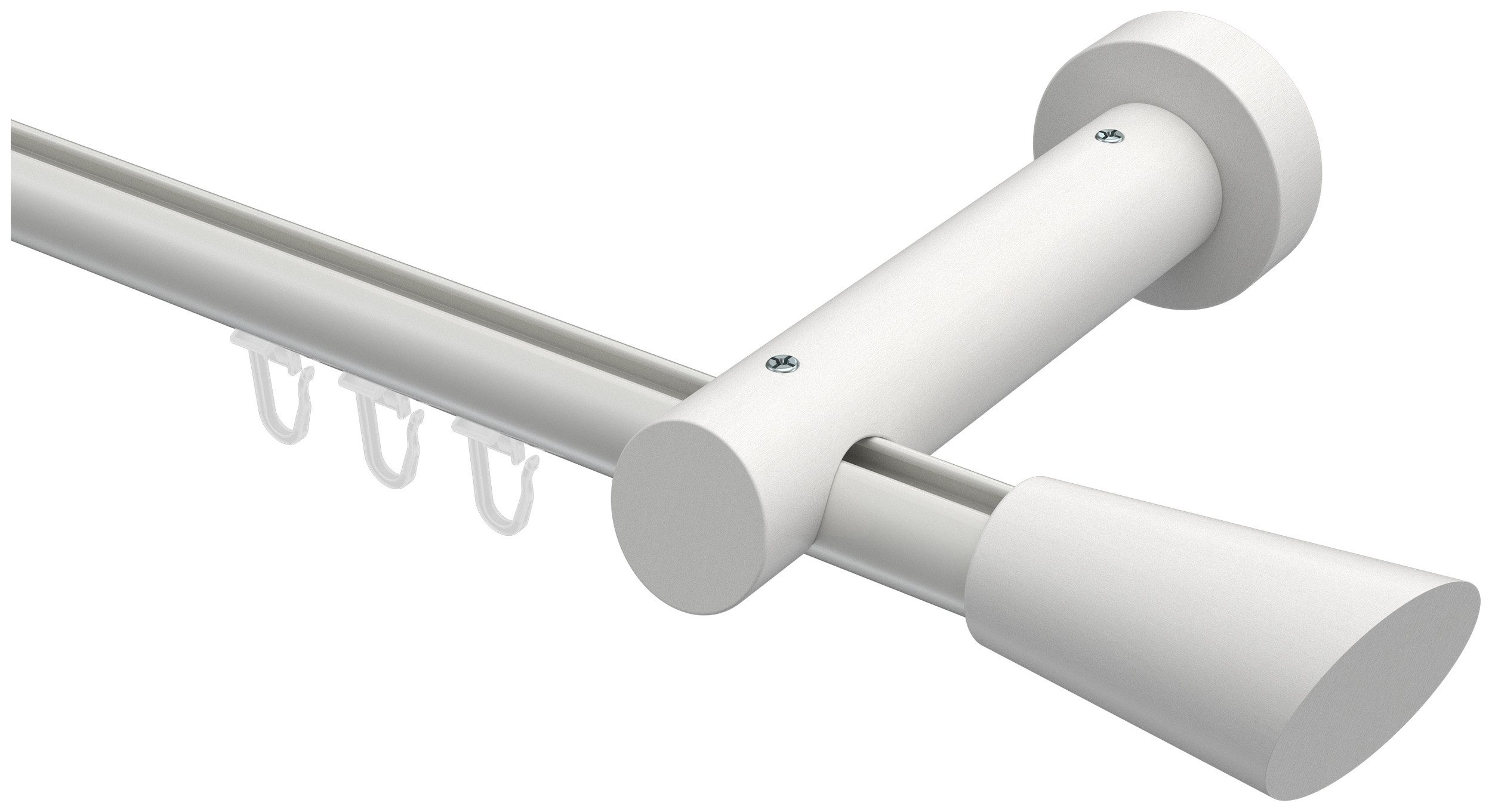 INTERDECO Innenlaufschiene Talent Bero, Ø 20 mm, 1-läufig, Fixmaß, kürzbar, Wandmontage, Aluminium, Weiß