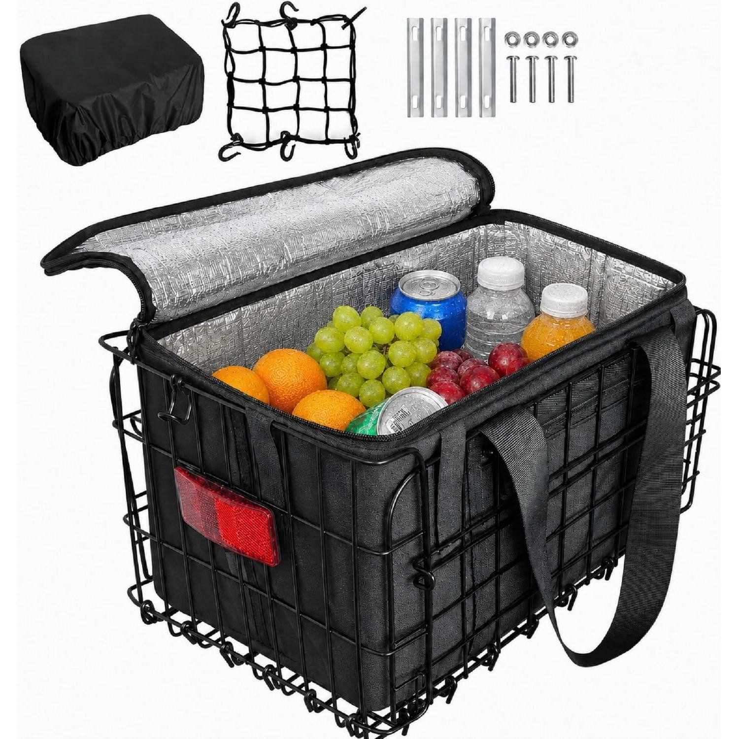 LuxusKollektion Fahrradkorb Fahrradkorb mit Kühltasche & Regenschutz