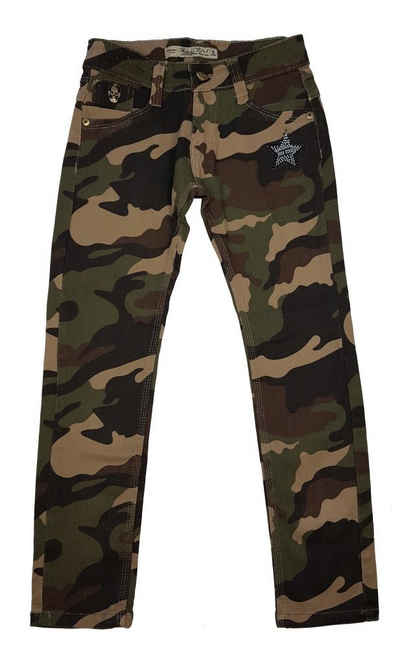 Girls Fashion 5-Pocket-Jeans Mädchen Army Tarnhose, Camouflage Muster M8152