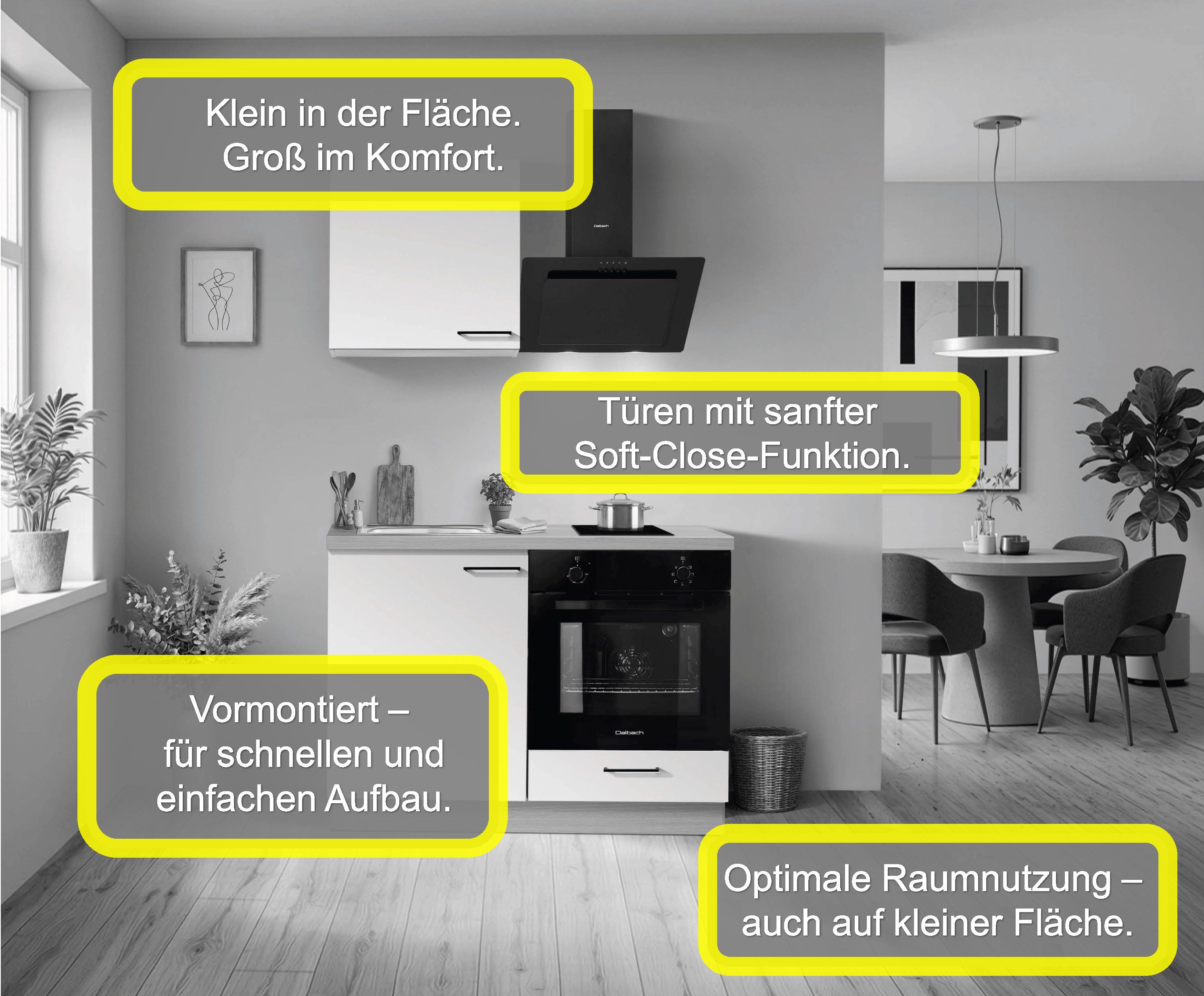 KOCHSTATION Küchenzeile KS-Solmera, Breite 120cm, vormontiert, wahlweise mit E-Geräten