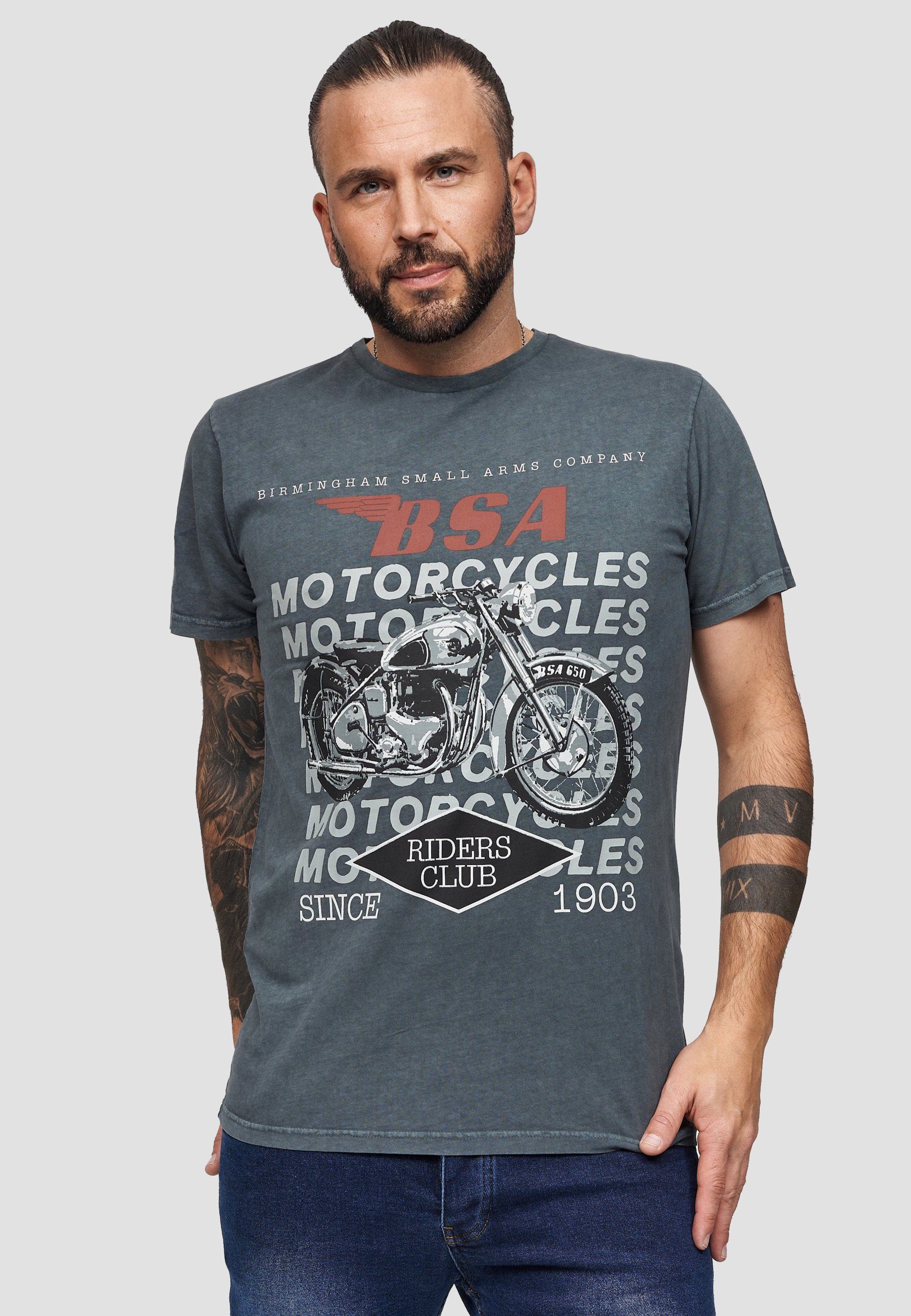 Recovered T-Shirt BSA Birmingham Motorcycles GOTS zertifizierte Bio-Baumwolle Kohlegrau | T-Shirts