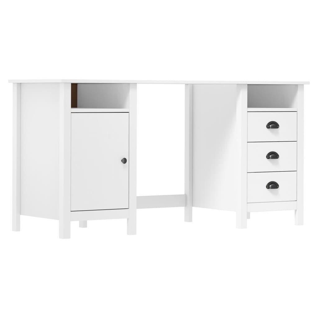 vidaXL Schreibtisch Schreibtisch Hill Weiß 150x50x74 cm Massivholz Kiefer