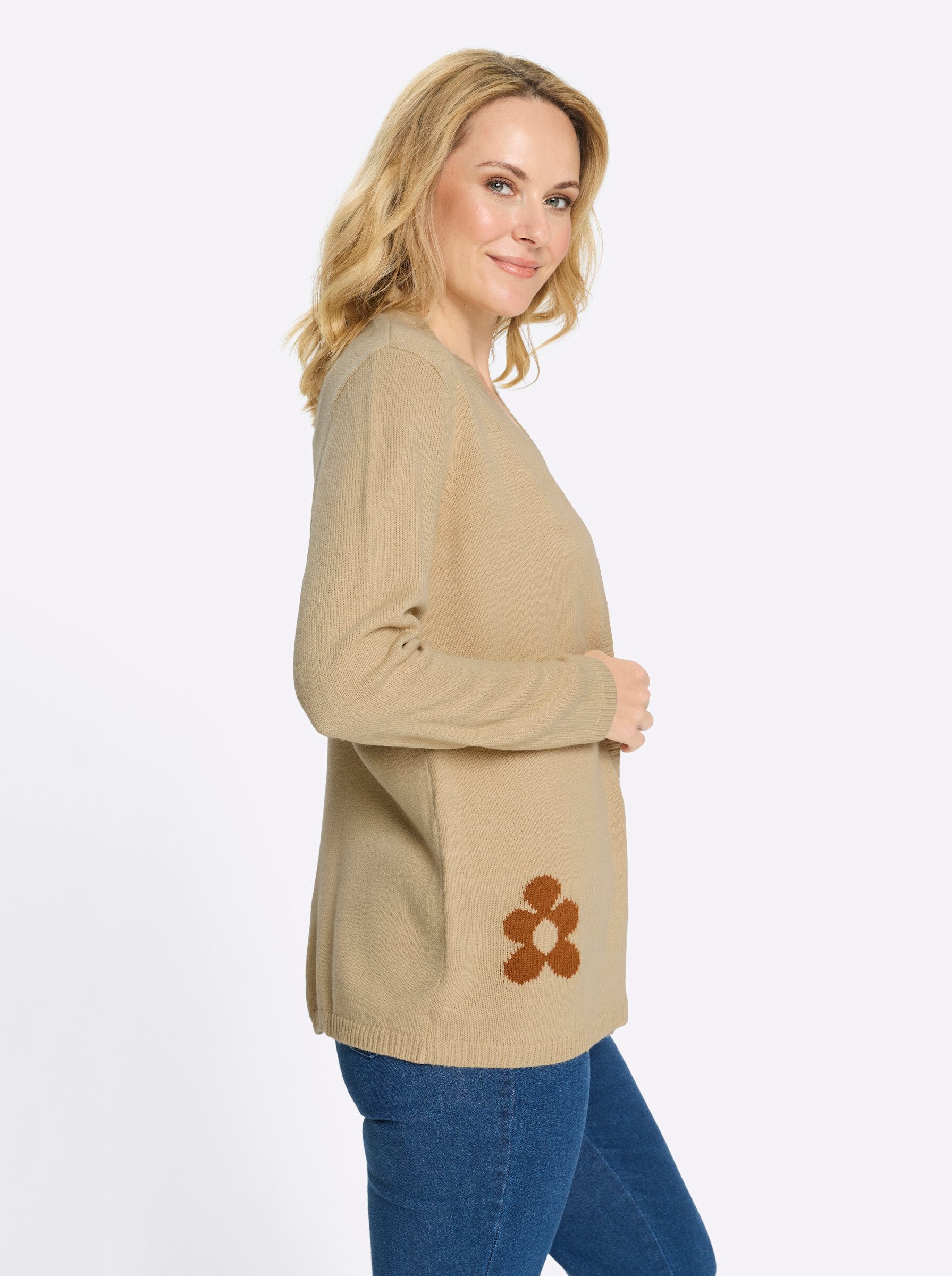 Sieh an! Strickjacke Strickjacke Langarm Intarsien, Jersey