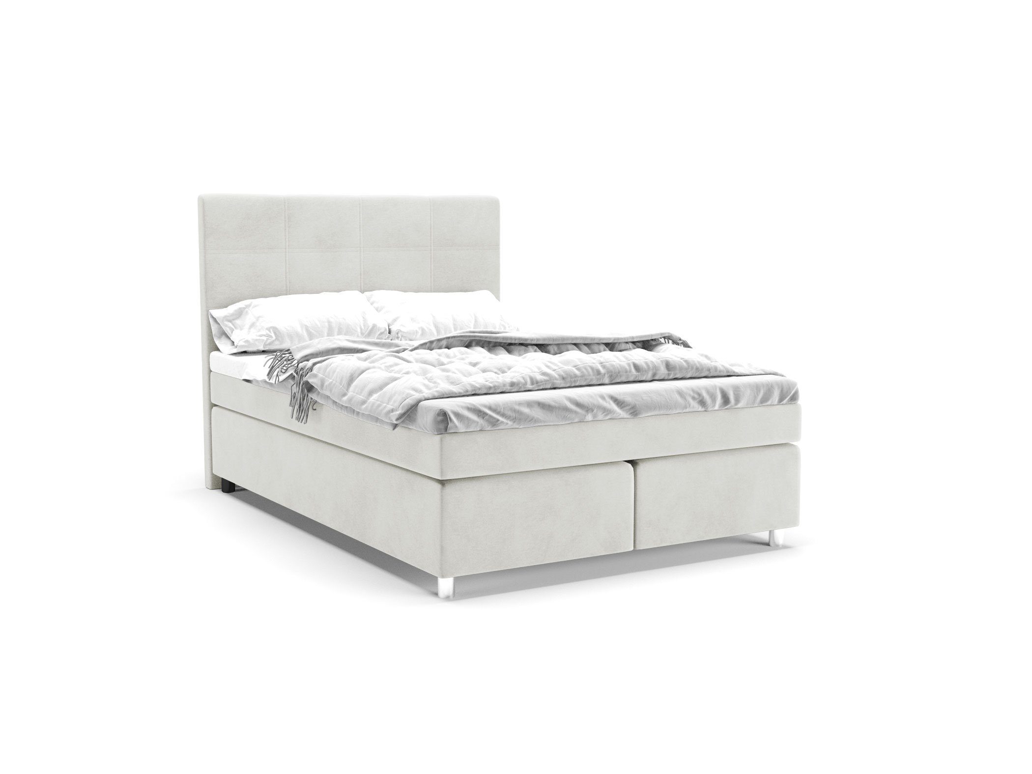 PANDA MÖBEL GmbH Boxspringbett Clark, Doppelbett, Polsterbett mit Kopfteil, Kopfstütze