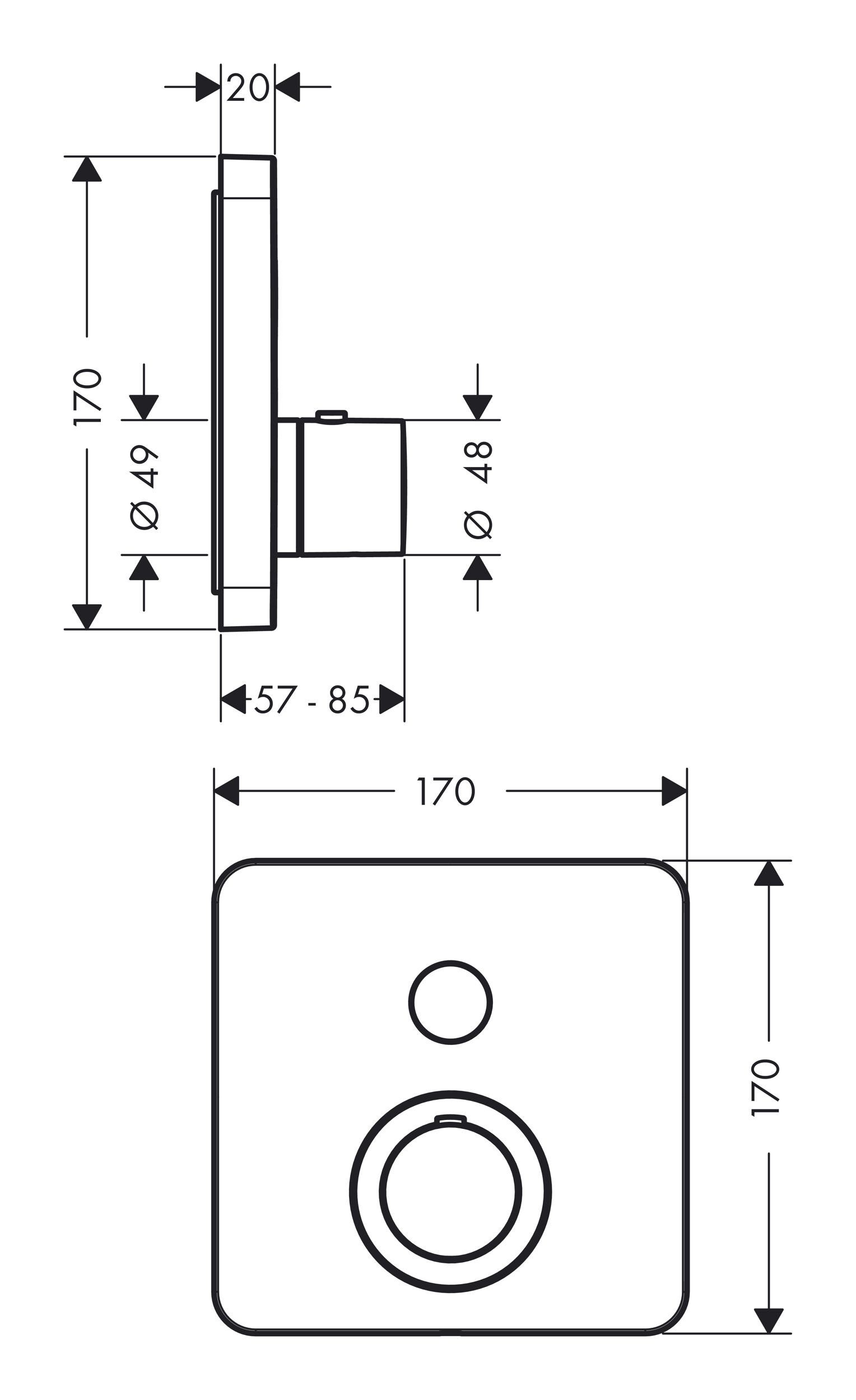 Thumbnail - hansgrohe Unterputzarmatur Axor ShowerSelect Thermostat abgerundet für 1 Verbraucher Unterputz