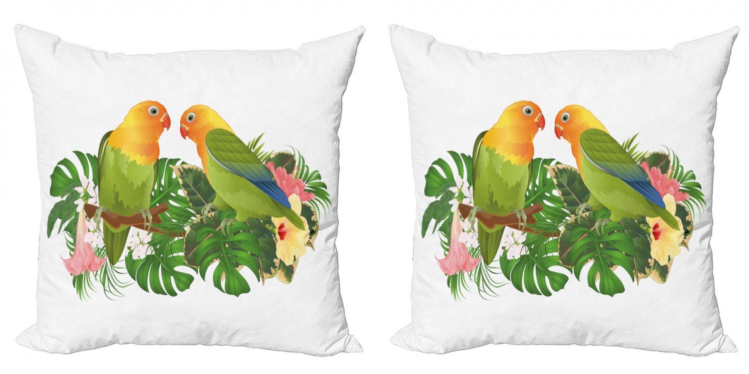 Kissenbezüge Modern Accent Doppelseitiger Digitaldruck, Abakuhaus (2 Stück), Gelber Vogel Parrot Botanical Ast