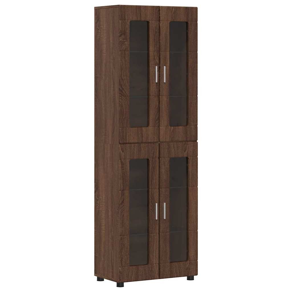 vidaXL Wohnzimmer-Set Highboard mit Regal FLORIN Braun Eichen-Optik 60 x 35 x 182 cm, (1-St)
