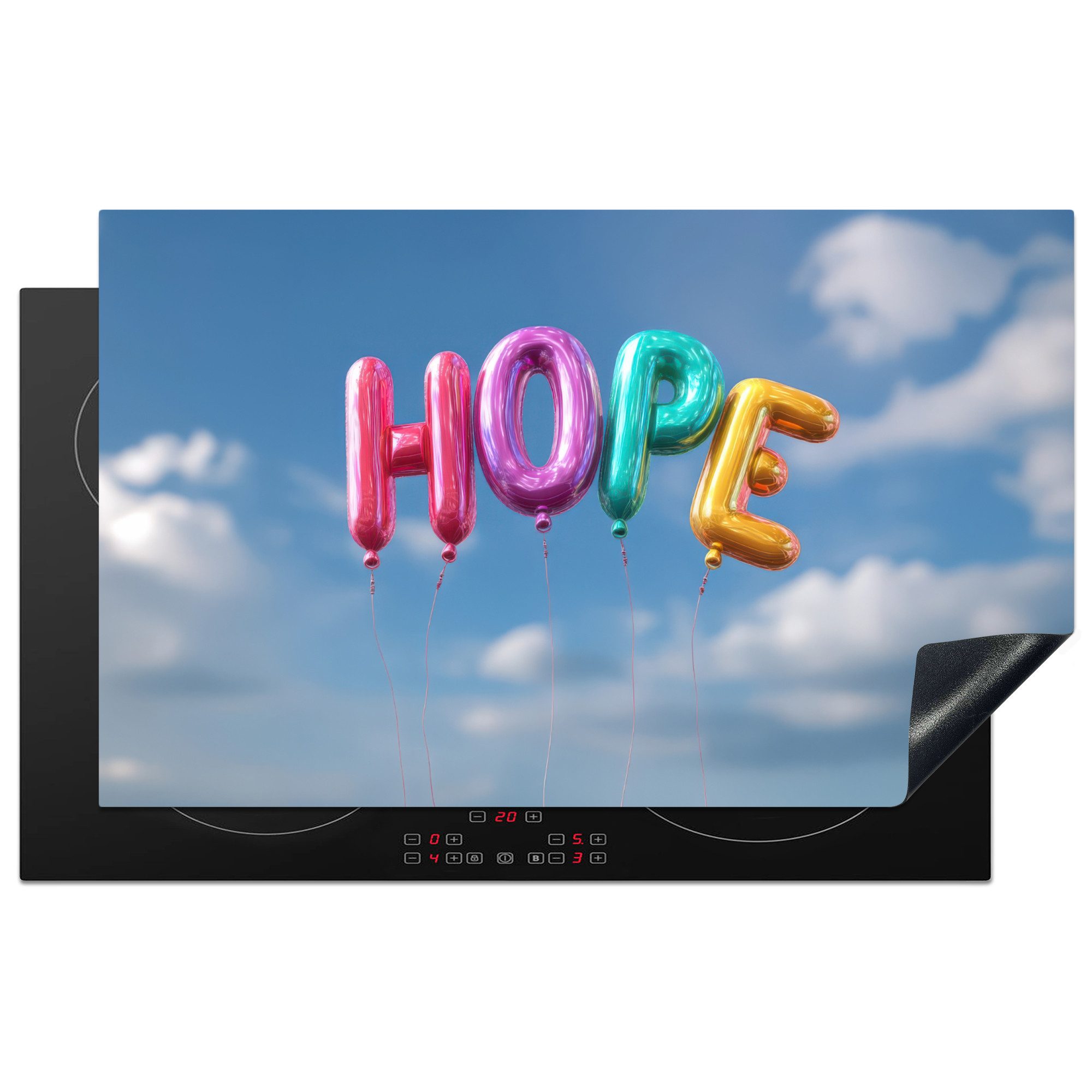 MuchoWow Herd-Abdeckplatte Ballons - Luft - Hoffnung, Vinyl, (1 tlg), Herdabdeckplatten für Ceranfeld, Induktionsschutz, 80x50 cm