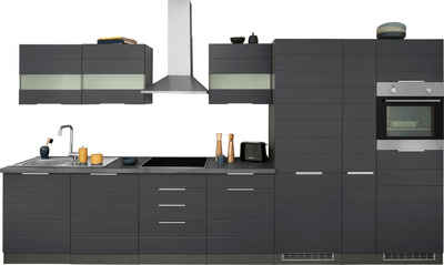 Kochstation Küche KS-Luhe, 390 cm breit, wahlweise mit oder ohne E-Geräten, gefräste MDF-Fronten