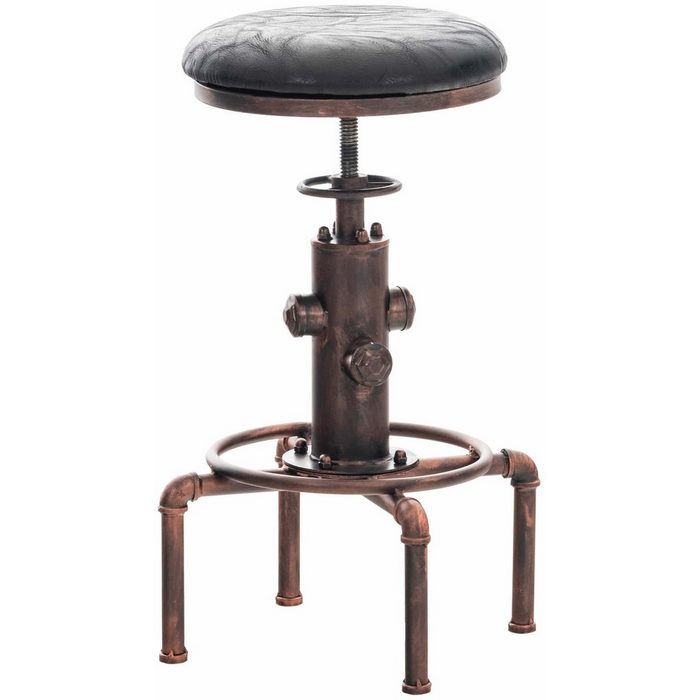 TPFLiving Barhocker Lumos Vintage (mit Fußstütze - Hocker für Theke & Küche - Tresenhocker) 4-Fuß Gestell Holz Bronze - Sitzfläche: Kunstleder Schwarz