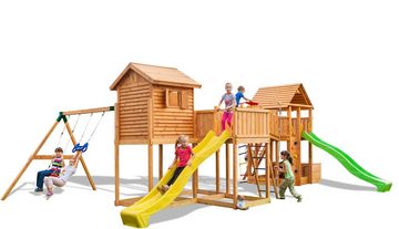 FUNGOO Spielturm MAXI SET PLAY BOX, mit Schaukel & Rutsche, Klettererweiterung, Spielhaus, Sandkasten