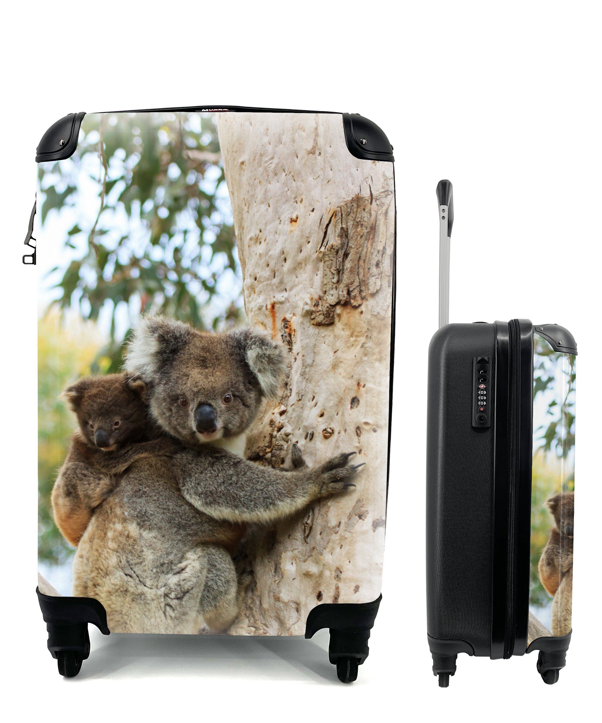 MuchoWow Handgepäckkoffer Koalas - Kind - Baum - Kinder - Junge - Mädchen, 4 Rollen, Reisetasche mit rollen, Handgepäck für Ferien, Trolley, Reisekoffer