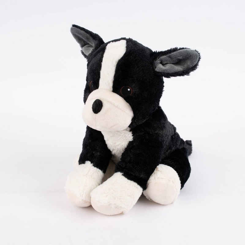 Warmies® Dekokissen Warmies Wärmestofftier Boston Terrier sitzend schwarz weiß Hirse-Lave, geeignet für Backofen, geeignet für Mikrowelle