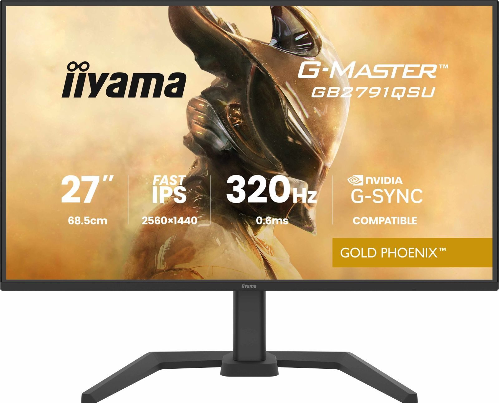 Iiyama 68.6cm (27) GB2791QSU-B1 16:9 2xHDMI+DP+2xUSB-C TFT-Monitor (2560 x 1440 px, Wide Quad HD, 320 Hz, Fast IPS, Adaptive-Sync, Lautsprecher, HDCP, HDR, Pivot, Höhenverstellbar)