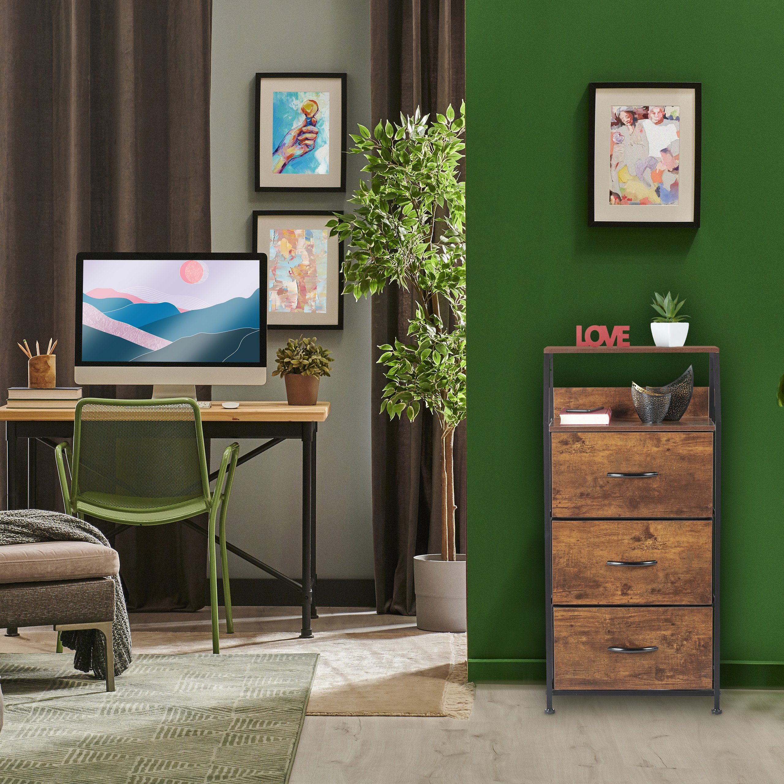 relaxdays Standregal Industrial mit 3 Schublade günstig online kaufen