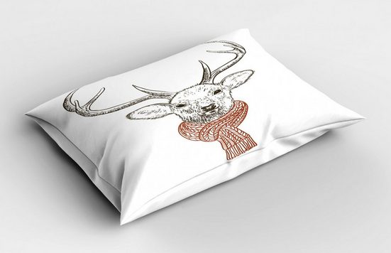 Abakuhaus Kissenbezug »Dekorativer Standard Size Gedruckter Kopfkissenbezug«, Geweih Deer mit Schal-Winter