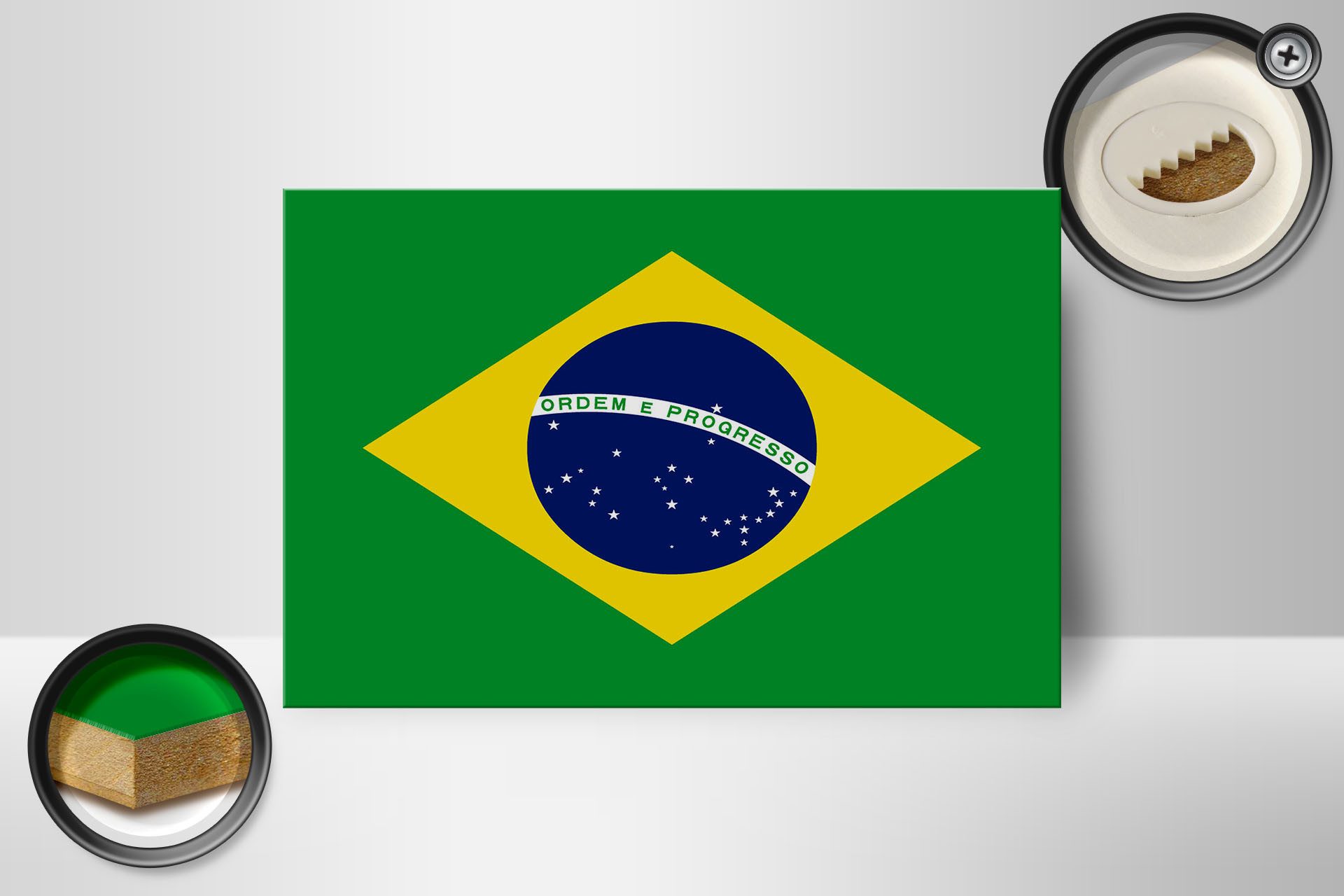 Femer GmbH Holzbild Flagge Brasiliens 18x12 cm Flag of Brazil, Flaggen (1 St), Glatte Holzfaserplatte (MDF), vorn beschichtet