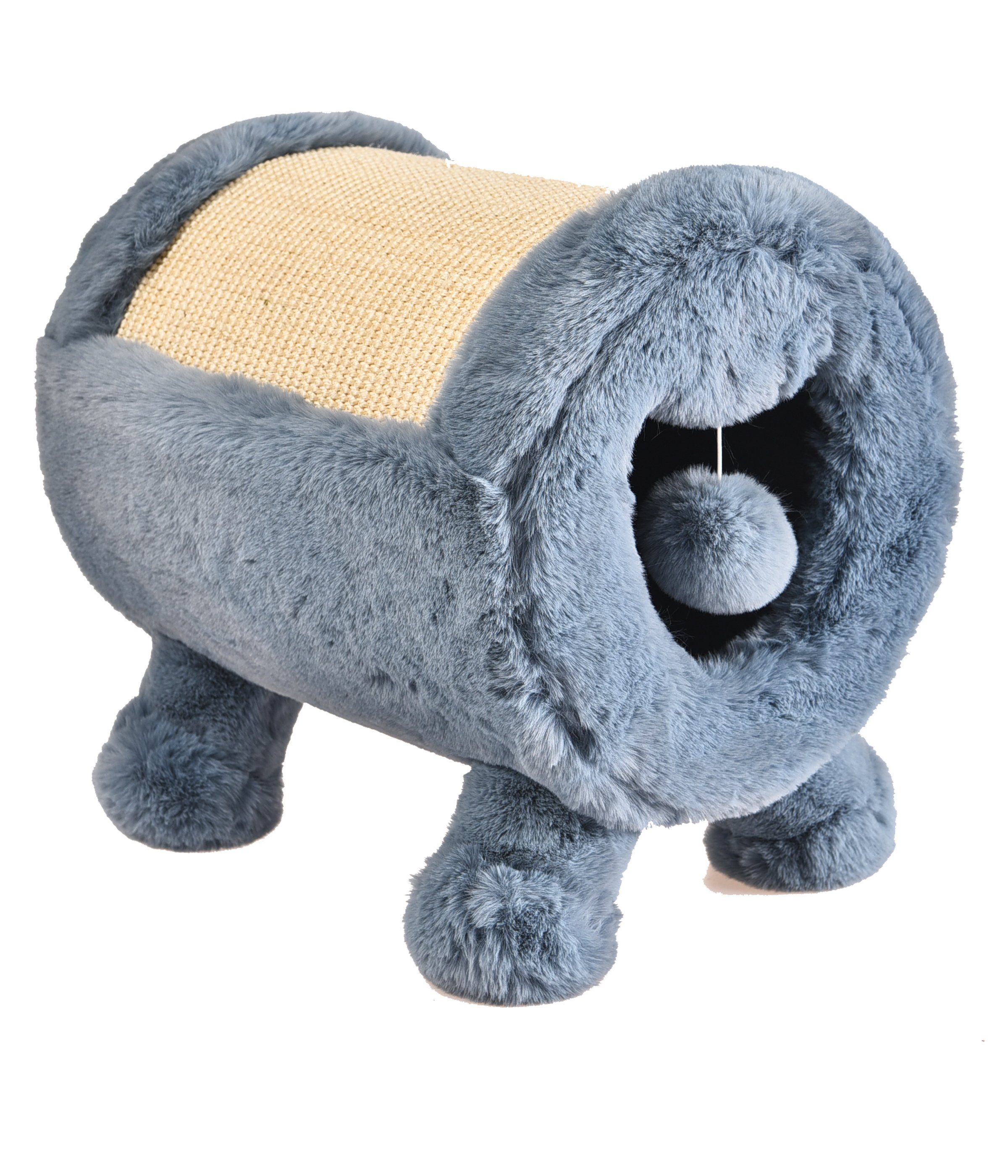 Dehner Tier-Beschäftigungsspielzeug Premium Lovely Katzen Kratz-/Kuschelhöhle, Ø 30 cm, Sisal, weicher Rückzugsort mit kuscheligem Wendekissen und Plüschball