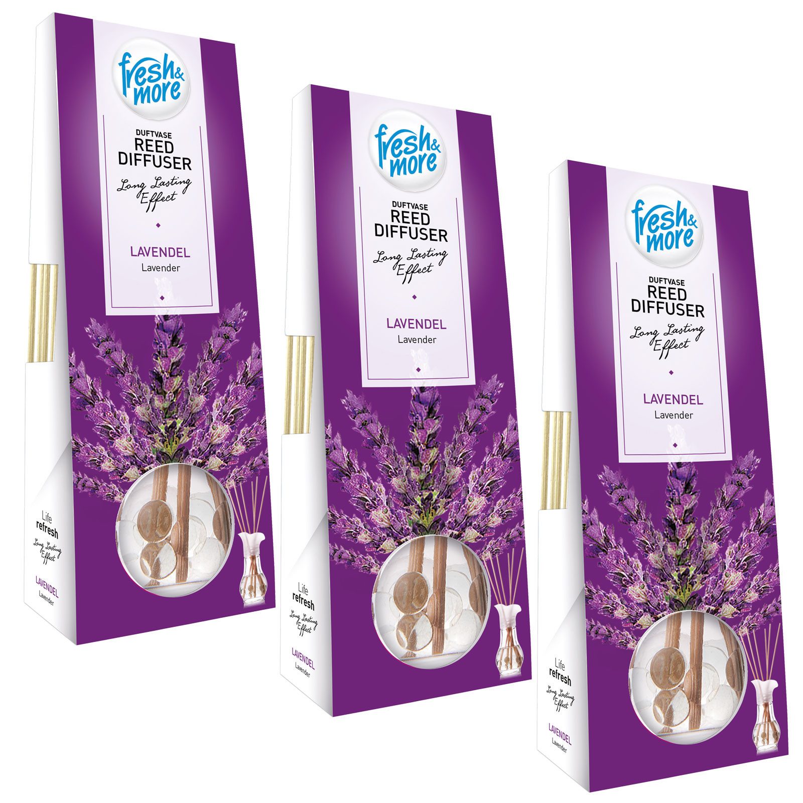 fresh & more Raumduft Duftvase (Spar-Set, 3-St., Lufterfrischer (35ml 3er Pack)