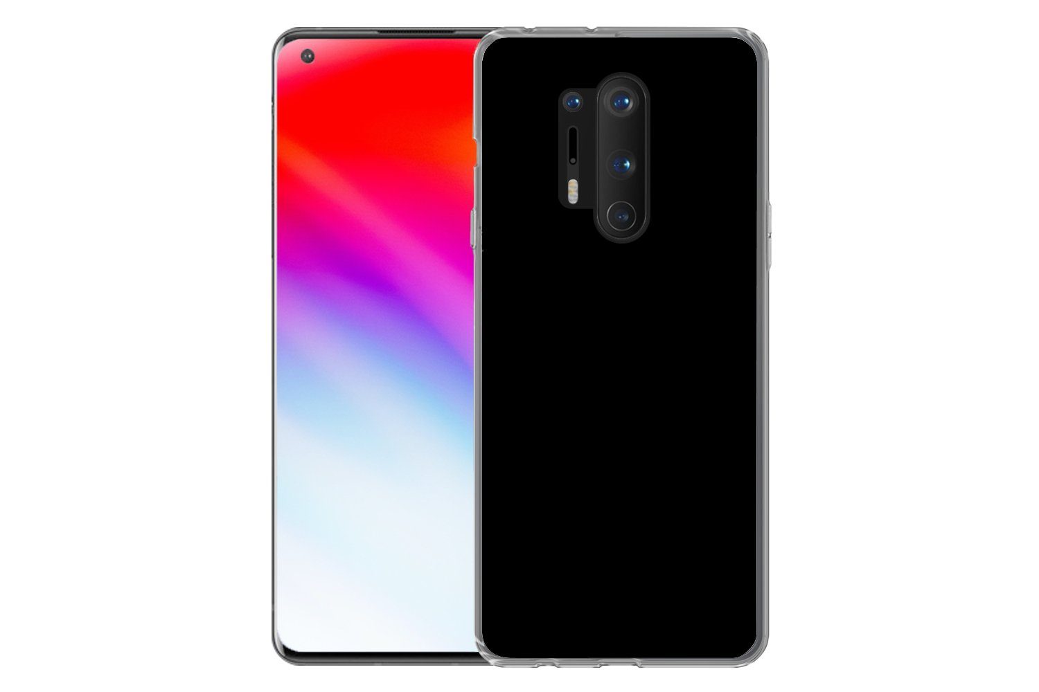 MuchoWow Handyhülle für OnePlus 8 Pro Schwarz - Einfarbig, Phone Case, Silikon, Schutzhülle Dünn