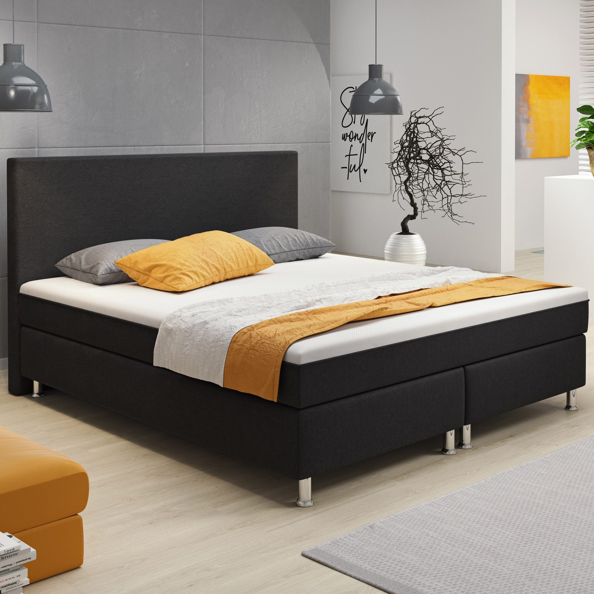 inter Boxspringbett Berlin 180x200 cm Doppelbett mit intergriertem Topper ( günstig online kaufen