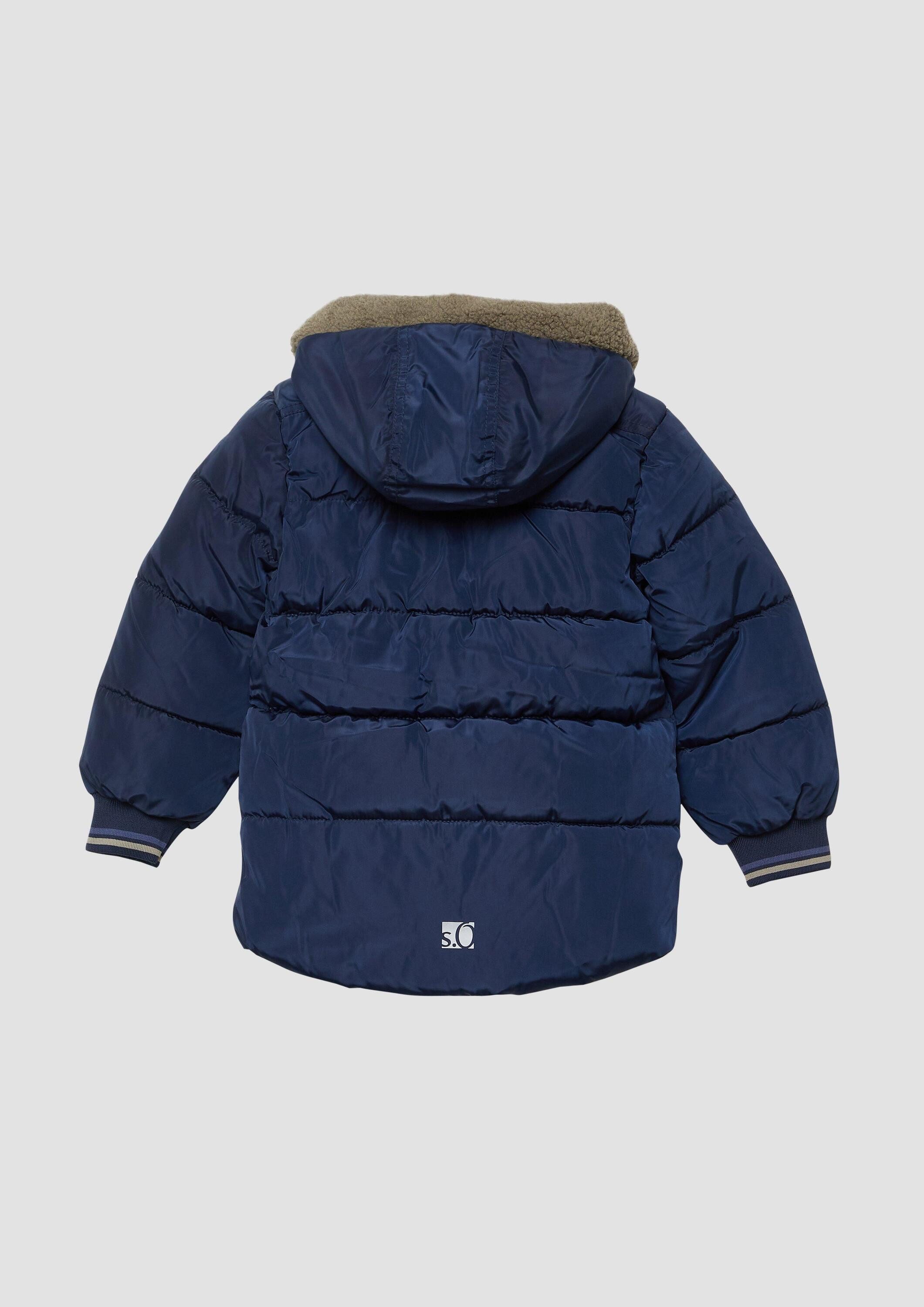 s.Oliver Winterjacke Outdoor-Jacke Stepp-Jacke mit Fleece-Futter und Kapuze