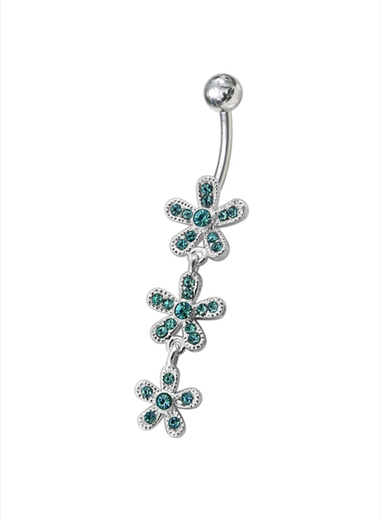 Karisma Schmuck Bauchnabelpiercing Silber 925 Anhänger 3 Blumen Nabel Stecker Zirkonia