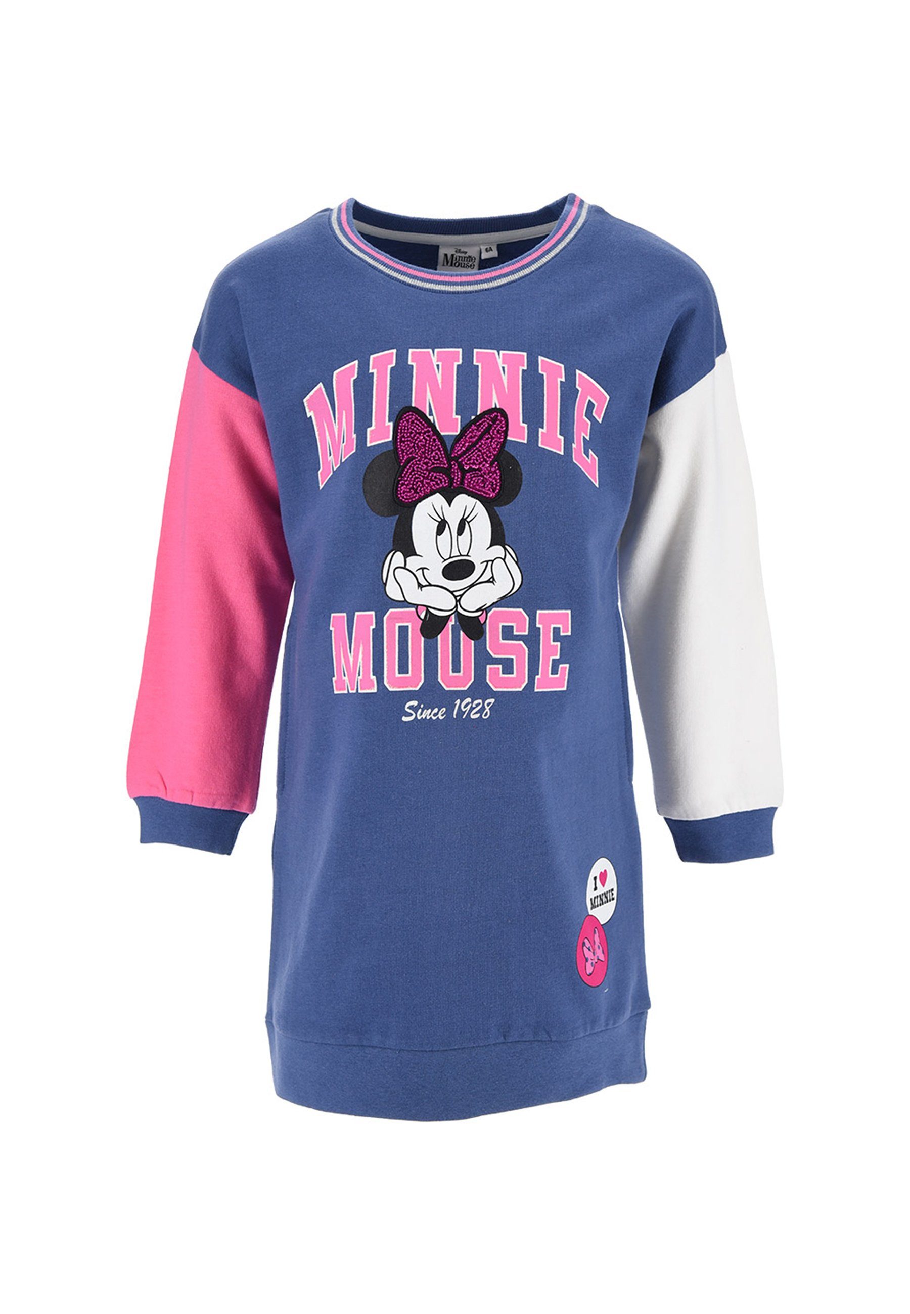 Disney Minnie Mouse Sweatkleid Dress Kinder Sweatkleid Kleid Blau Mädchen