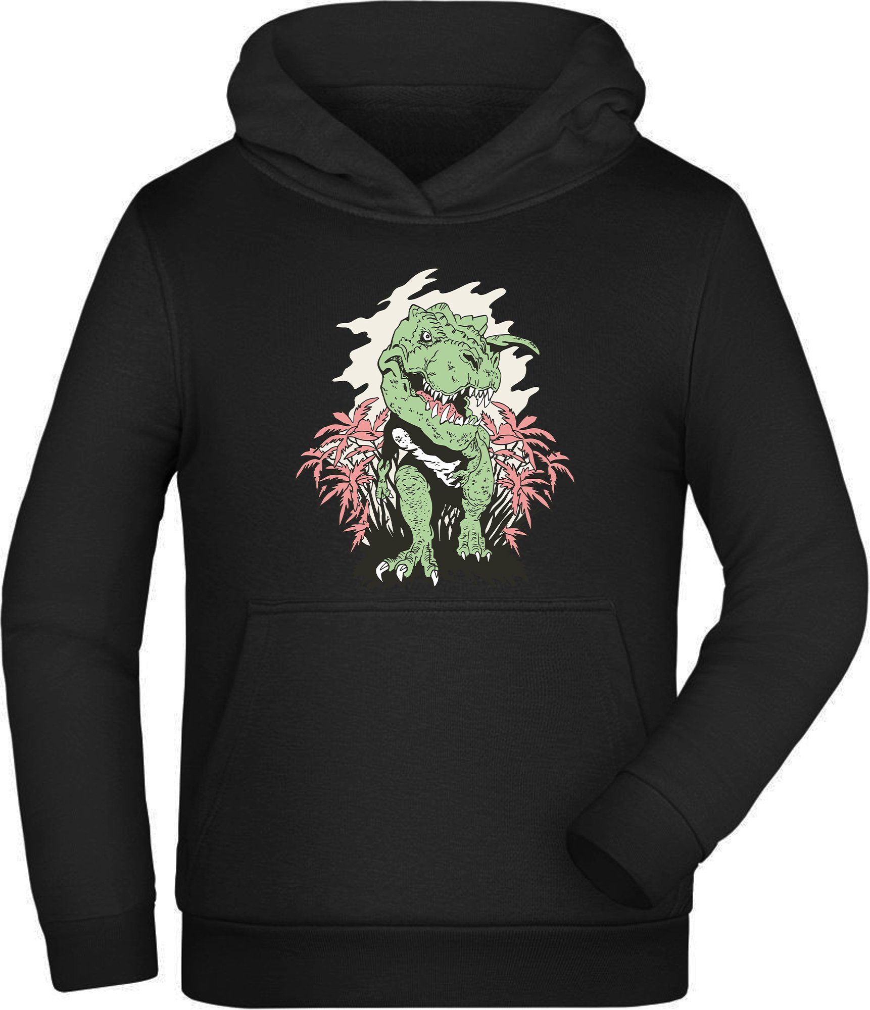 MyDesign24 Hoodie Kinder Kapuzen Sweatshirt Busch Kapuzensweater mit - kommt T-Rex aus einem der i101 Aufdruck