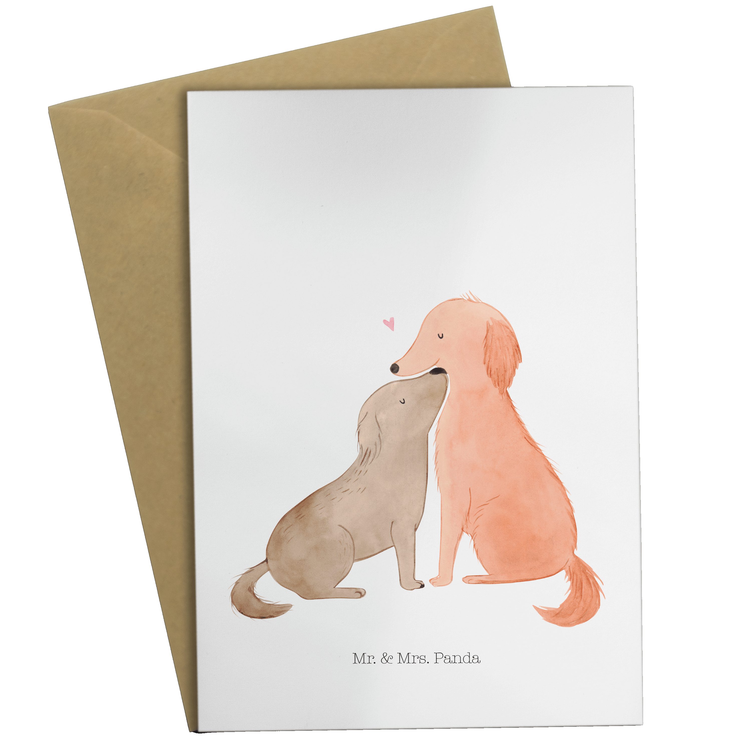 Mr. & Mrs. Panda Grußkarte Hunde Liebe - Weiß - Geschenk, Kuscheln, Vertrauen, Herz, Geburtstags | Grußkarten