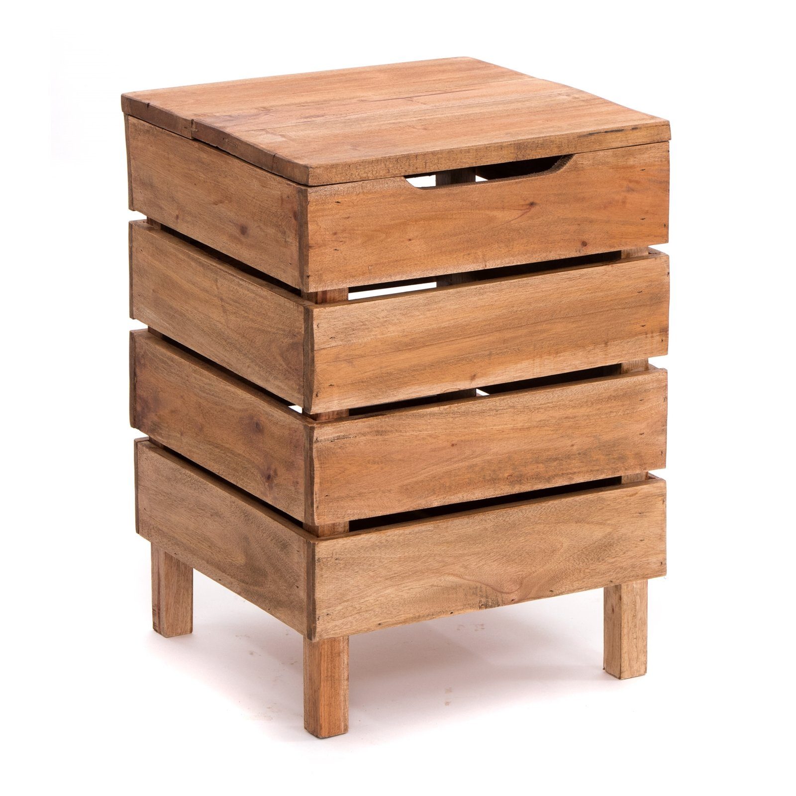 DESIGN DELIGHTS Mülleimer HOCKER "STORAGE 50", 50x35cm (HxB), Altholz, Wäschebox, Beistellbox