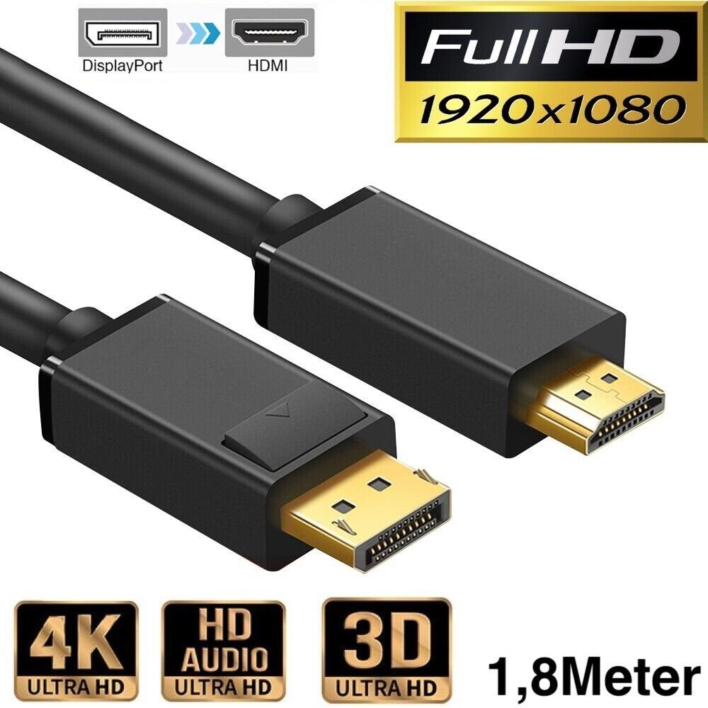 DisplayPort DP auf HDMI Kabel Adapter 1.2 HDMI Full HD 1920P 1,8M Computer-Kabel
