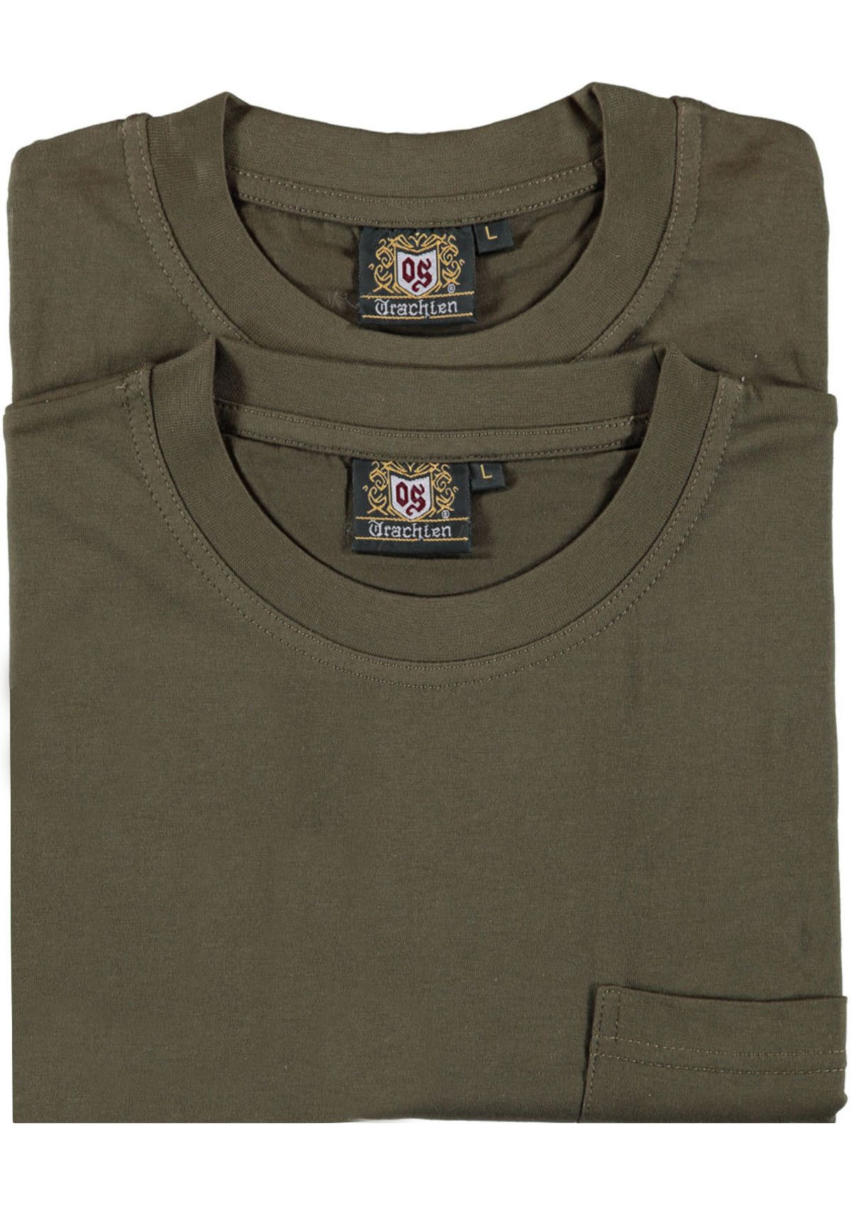 German Wear Trachtenshirt OJ11 (Spar-Set, 2er Pack) 2er Pack Jagd T-Shirt Trachtenmode Oliv