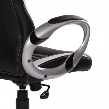 Amstyle Gaming Chair SPM1.211 (Kunstleder Schwarz Chefsessel mit Armlehne 110 kg), Bürostuhl Lederoptik Drehstuhl Schreibtischstuhl