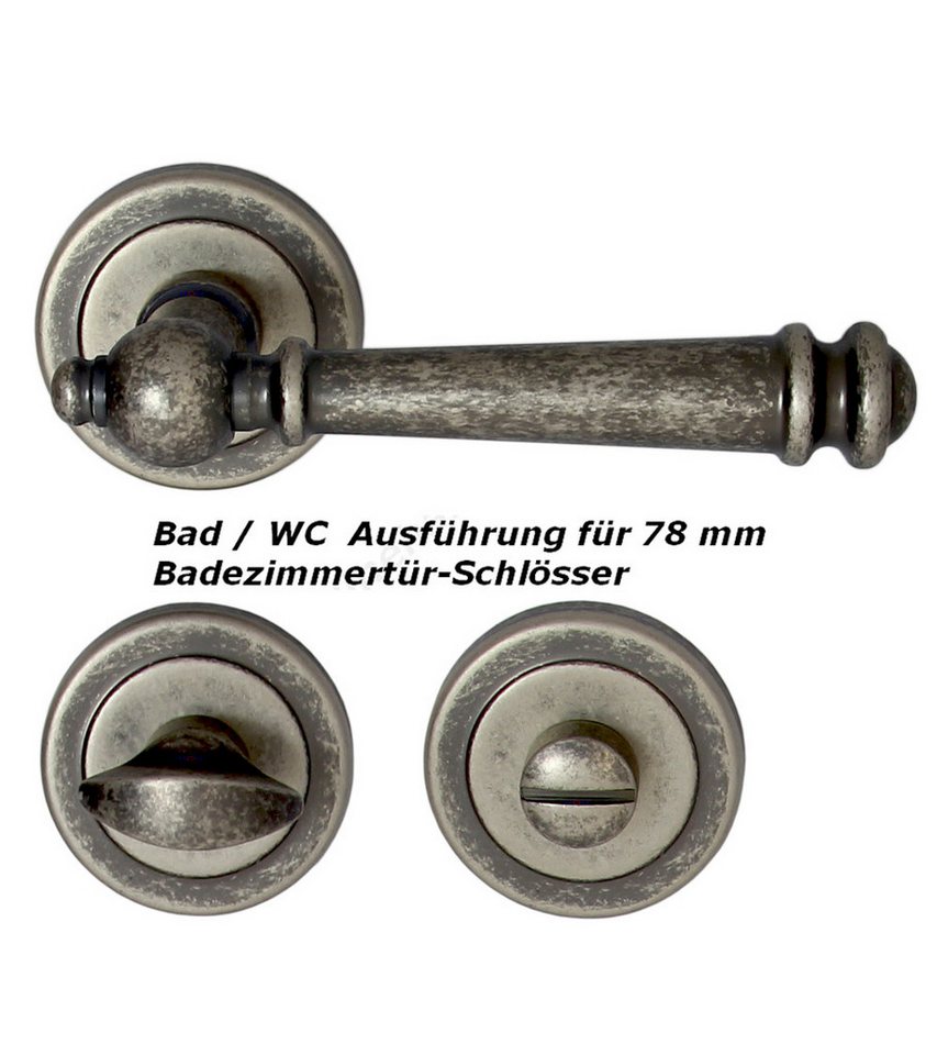 Thumbnail - Drückergarnitur Massiv Messing Türbeschlag Kos R WC Antik - Iron Türdrücker Türklinke, Drücker außen, Rückholfeder zur S...