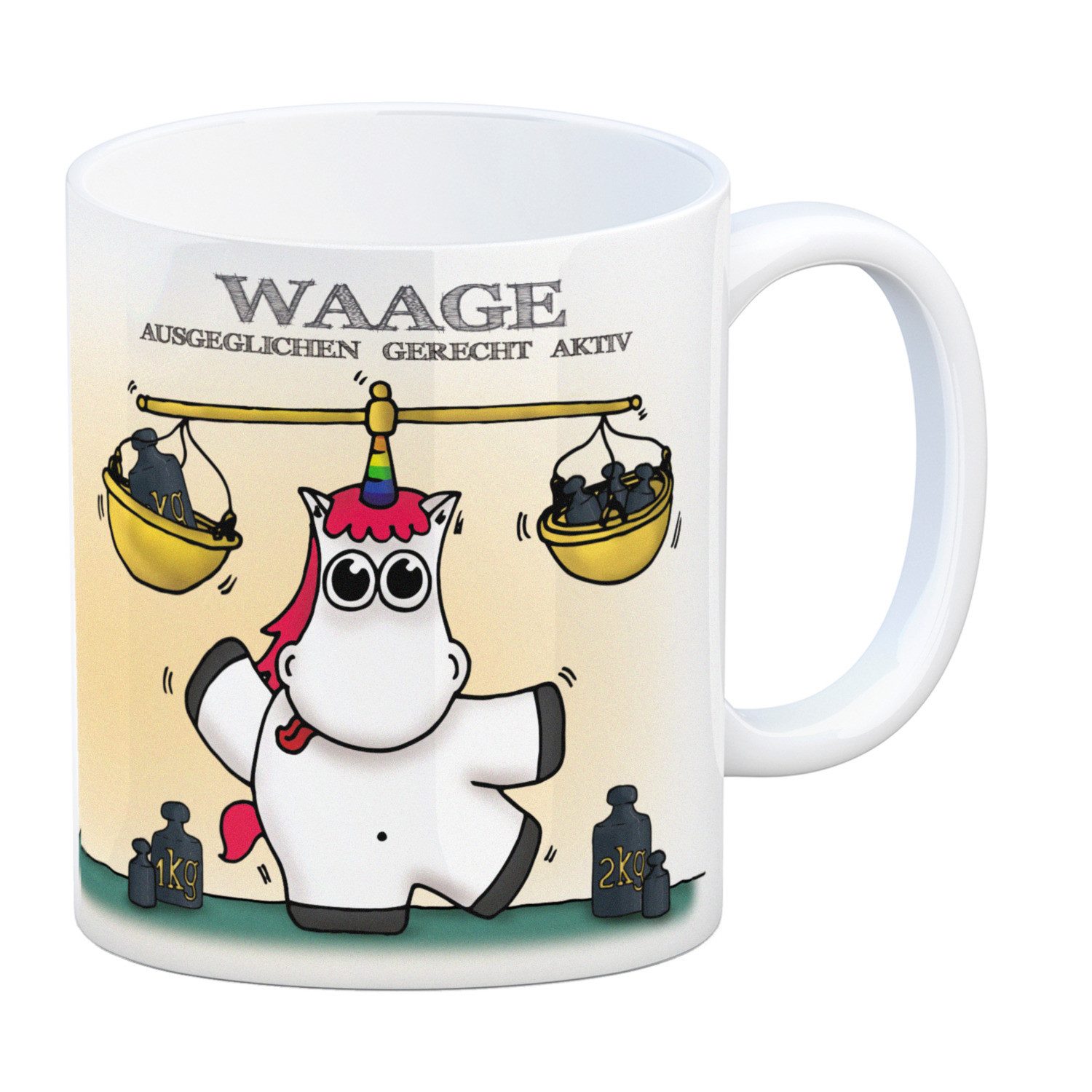 Tasse Honeycorns Kaffeebecher mit Sternzeichen Waage Motiv Tasse Becher