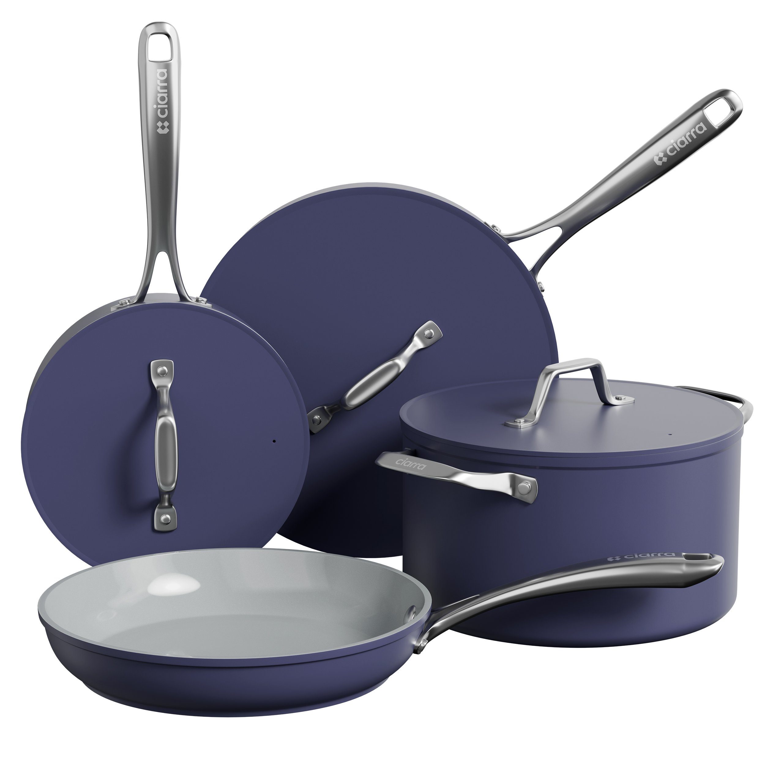 CIARRA Topf-Set MOP7-4, Keramik (Topf- & Pfannen-Sets, 4-tlg., Backofen, Induktionsgeeignet), Ciarra Beyond Kochgeschirr Pfannenset Antihaftbeschichtung mit Deckeln