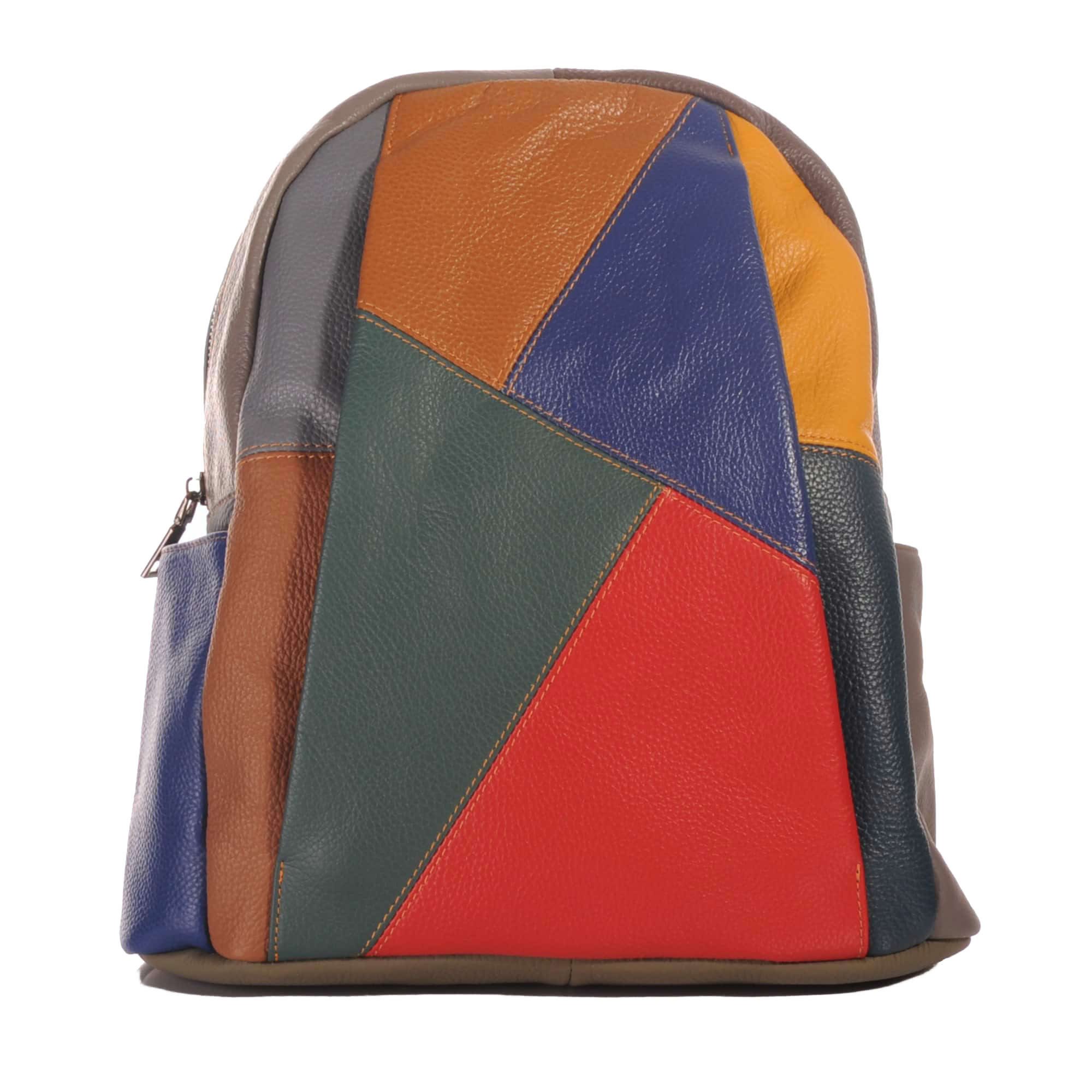 KMISSO Henkeltasche Handgefertigter City Backpack Pachwork Rucksack Italien Leder bunt 306 (1-tlg), im eleganten Look