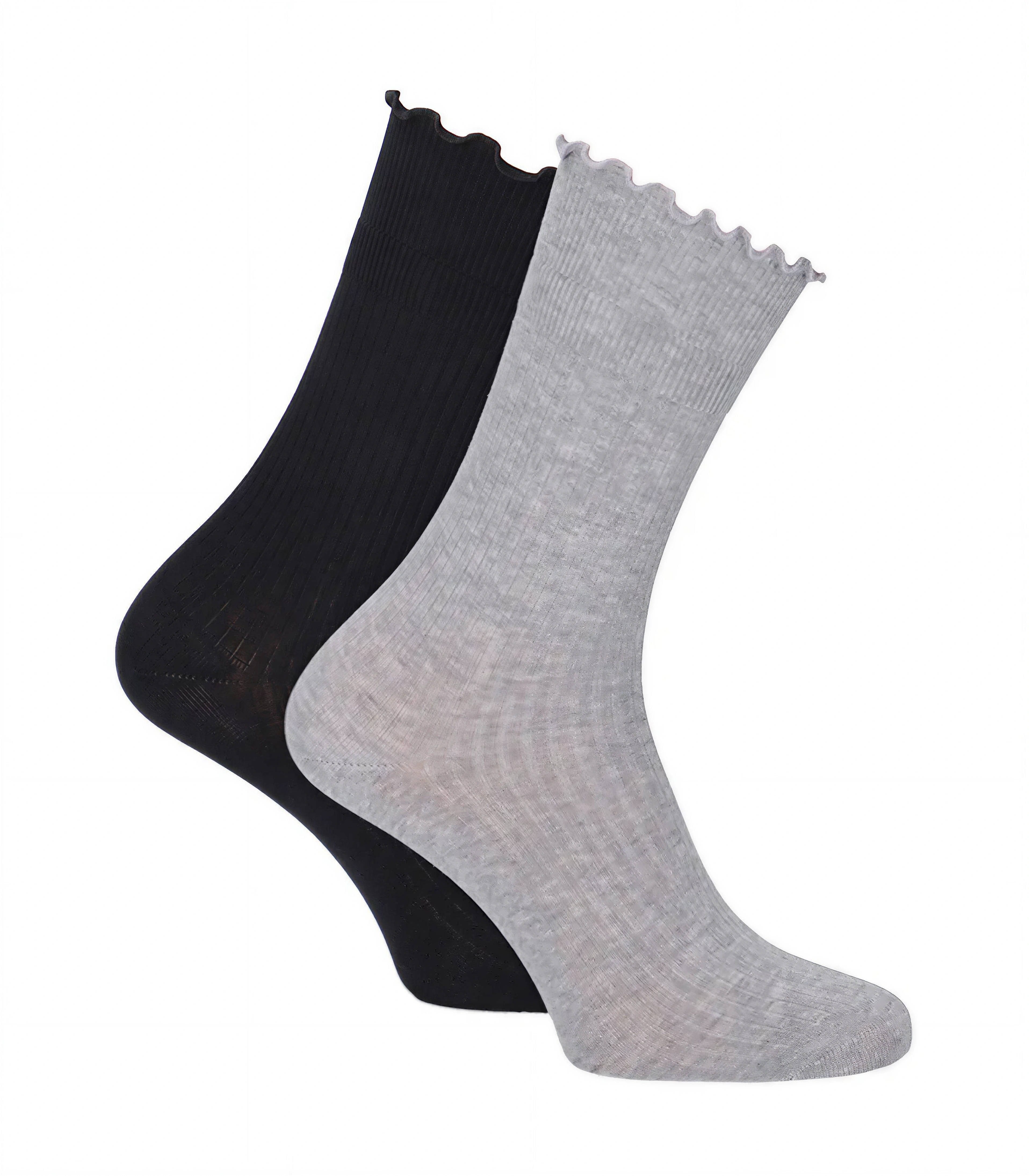 Tamaris Basicsocken Damen mit Rüschen-Abschlussbund (Set, 2-Paar, 2-er Pack) aus hautfreundlicher Baumwolle