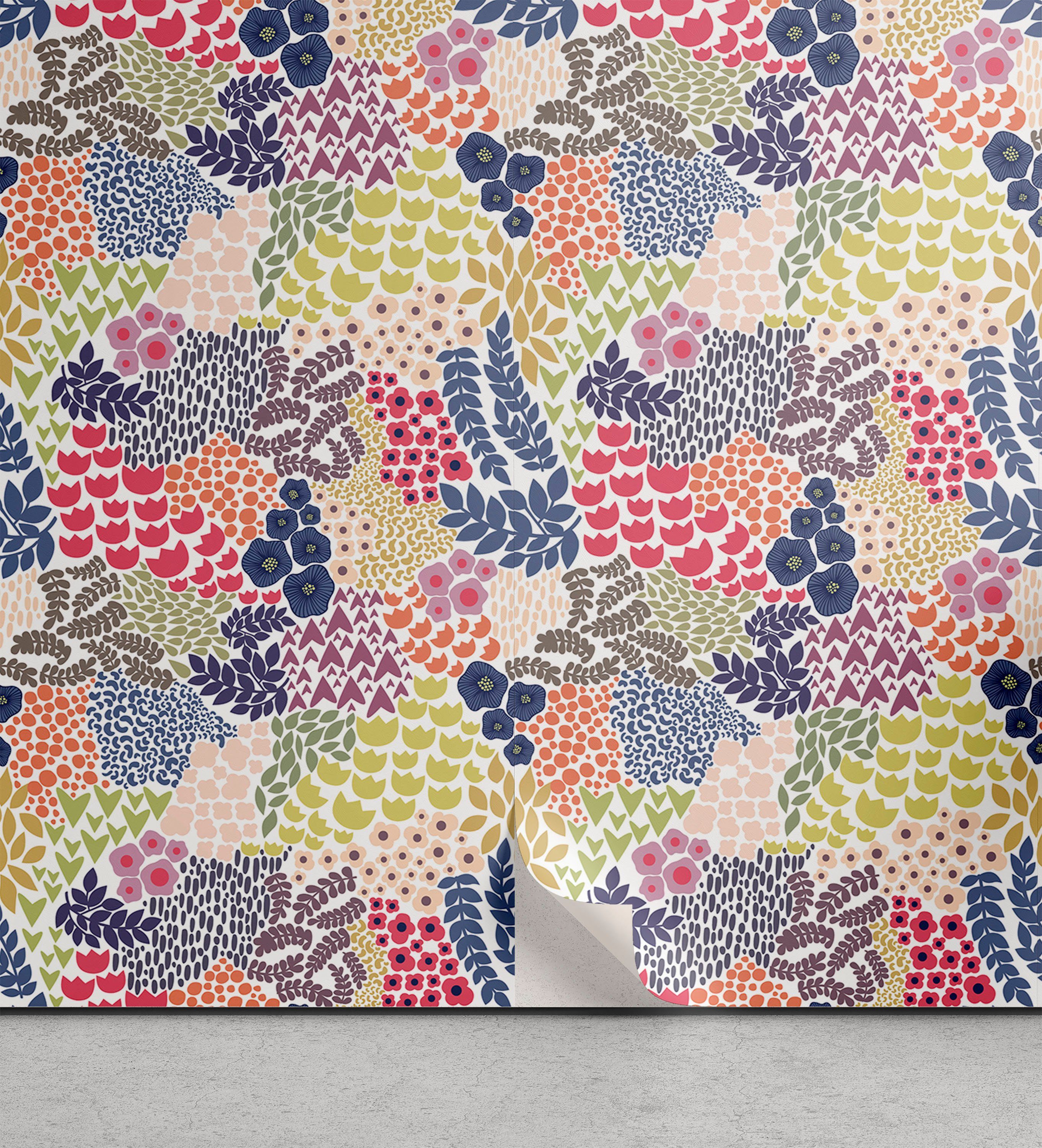Abakuhaus Vinyltapete selbstklebendes Wohnzimmer Küchenakzent, Garten-Kunst Blütenblätter in Harmonie